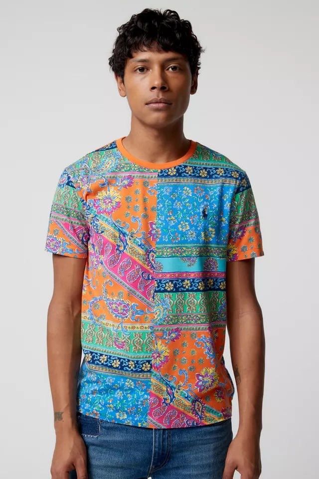 Polo Ralph Lauren Polo Ralph Lauren Patchwork-Print bright T-Shirt Tee Vintage Size US XL / EU 56 / 4 - 3 Thumbnail