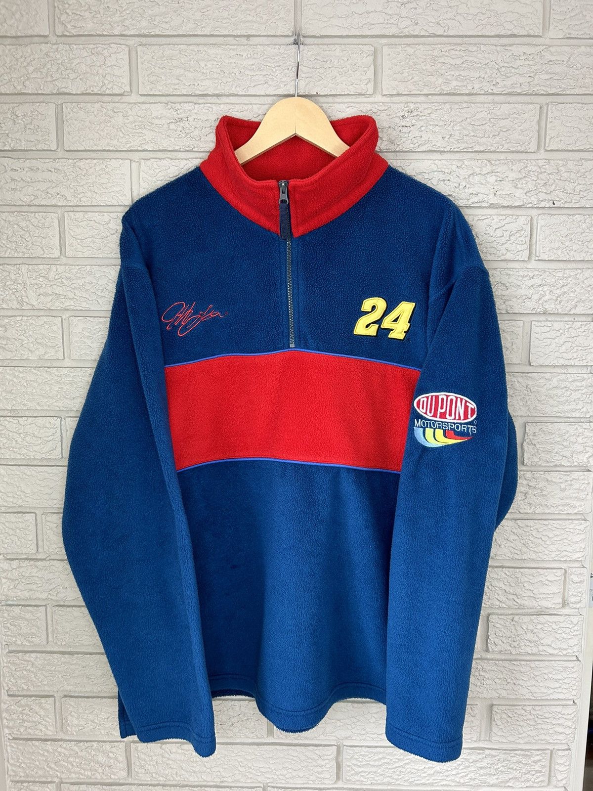 NASCAR Vintage 90s NASCAR Jeff Gordon 1/4 Zip Fleece Sweater Size US L / EU 52-54 / 3 - 1 Thumbnail
