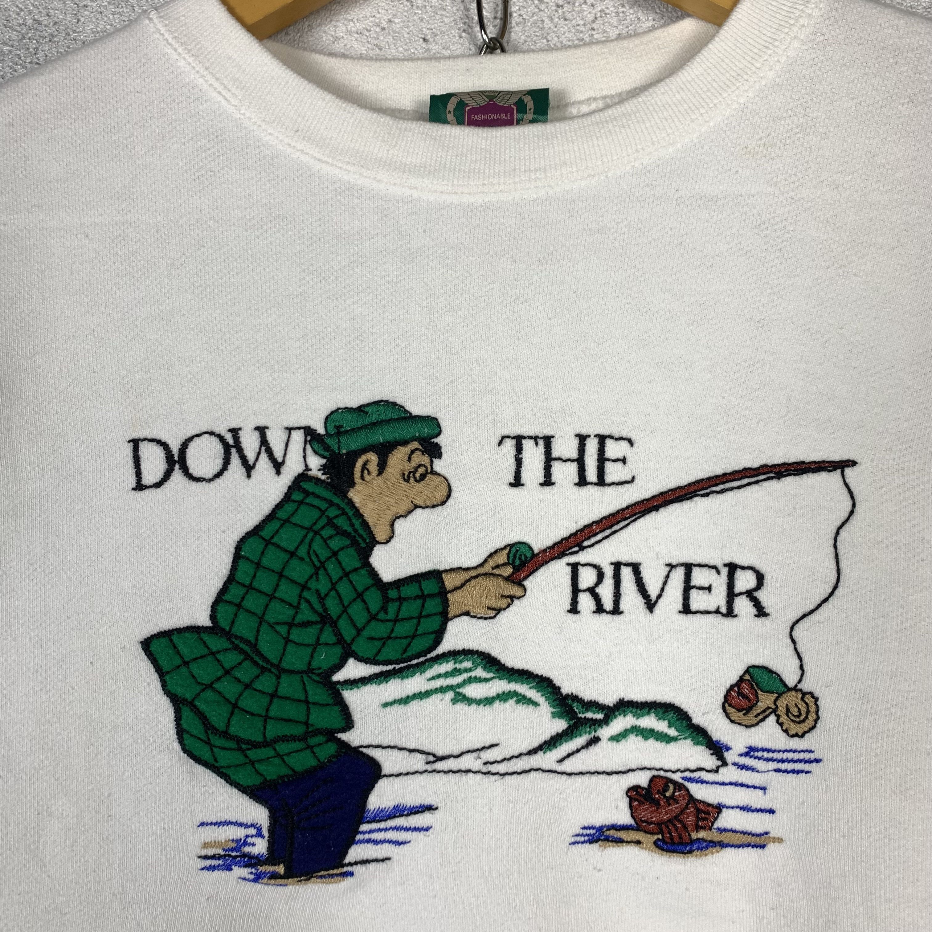 Vintage Vintage Down The River Fishing Sweatshirt Crewneck Size US M / EU 48-50 / 2 - 2 Thumbnail