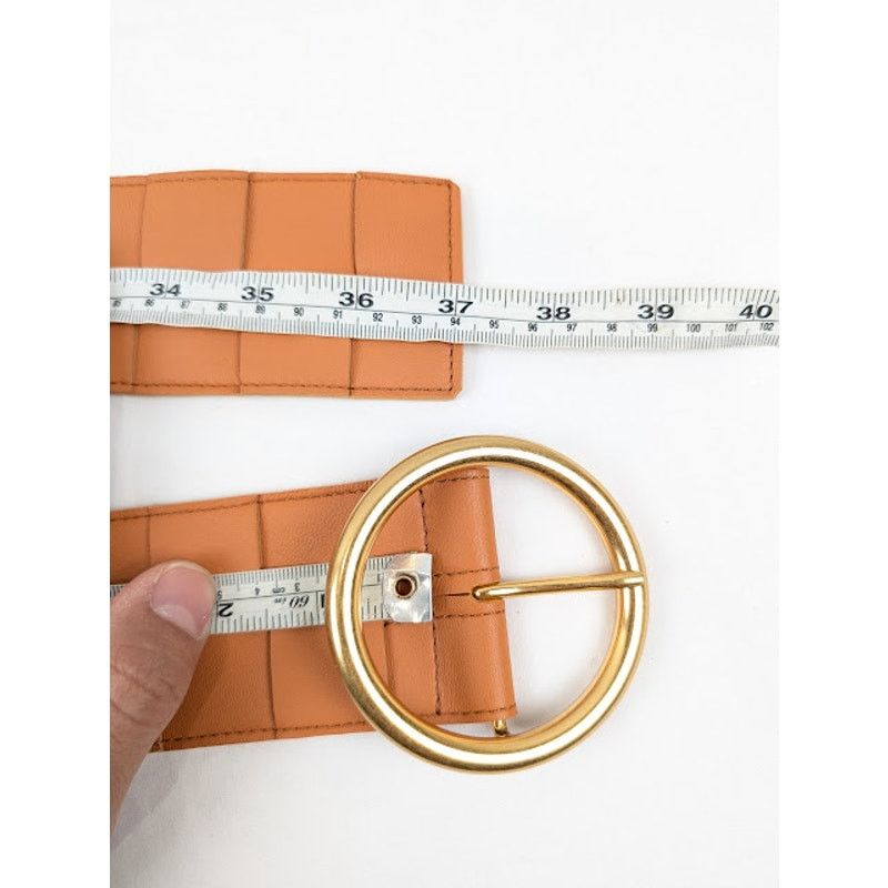 Bottega Veneta o1rshd1 Size: 85 / Intreccio Cintura Suede Belt in Clay/Gold Size ONE SIZE - 8 Thumbnail