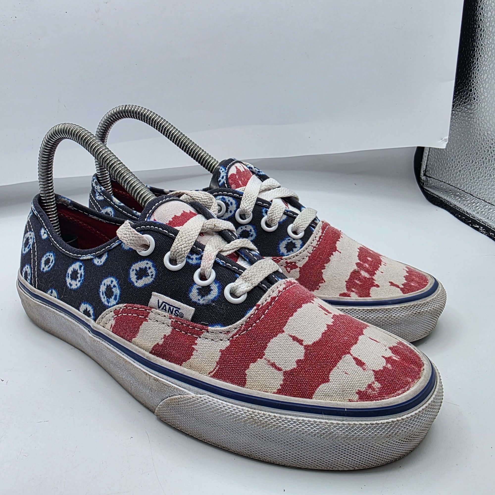 Vans Vans Authentic Dyed Dots & Stripes Womens Size 7 Red White B Size US 7 / IT 37 - 1 Thumbnail