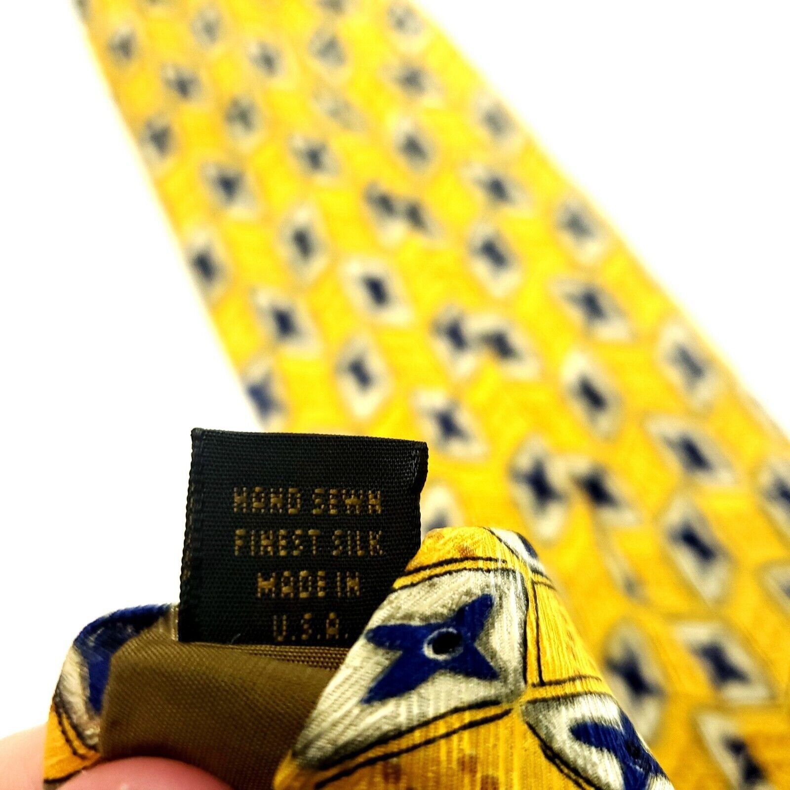Robert Talbott Robert Talbott Studio Yellow Silk Tie Woven Wide Geometric Size ONE SIZE - 5 Thumbnail