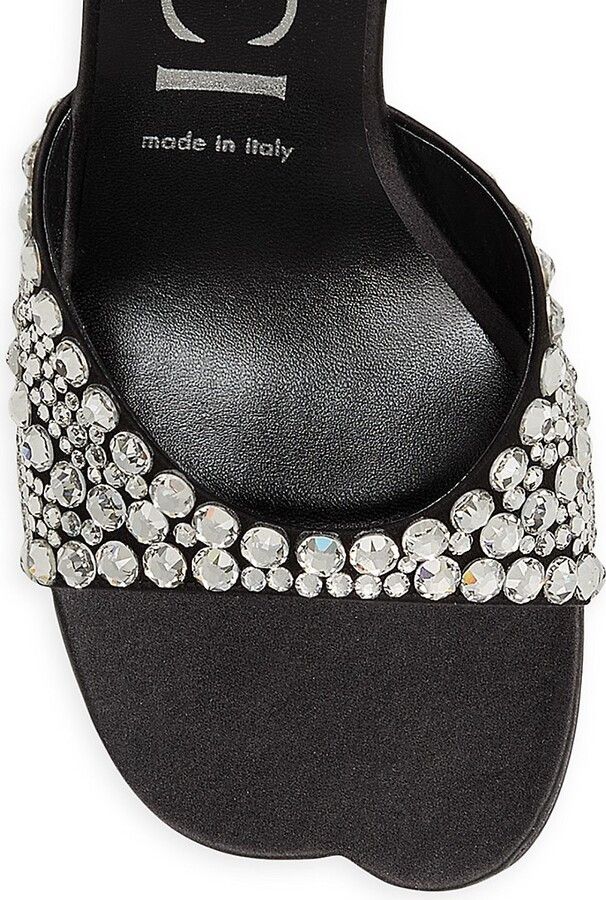Gucci o1s1wg110125 Embellished Satin Mules With Crystals in Black Size US 7 / IT 37 - 4 Thumbnail