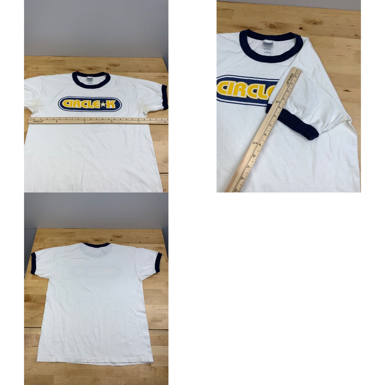 Gildan VINTAGE Gildan T-Shirt Men M White Circle L Ringer Shirt Logo Short Sleeve Crew Neck 12950 Size US M / EU 48-50 / 2 - 8 Thumbnail