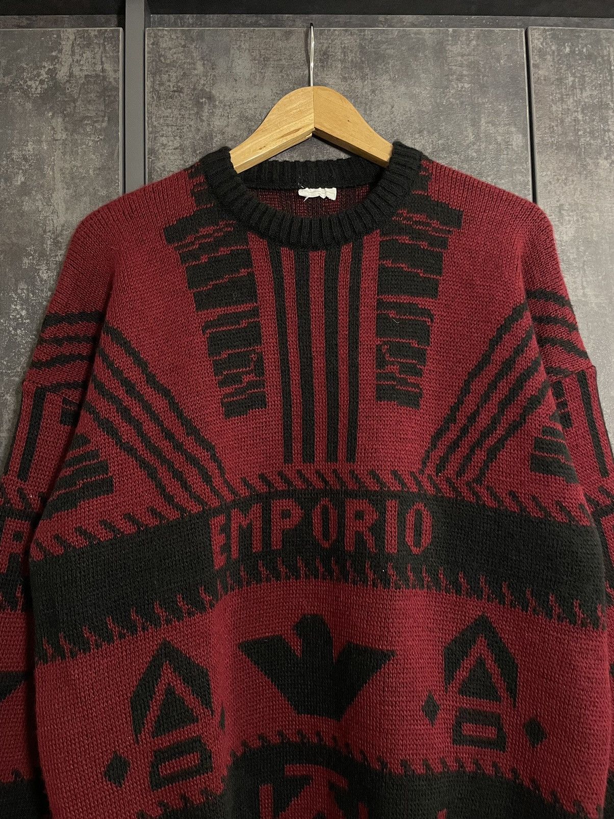 Emporio Armani Vintage 80s Aztec Emporio Armani Knit Sweater Hedi YSL RRL Size US L / EU 52-54 / 3 - 4 Thumbnail