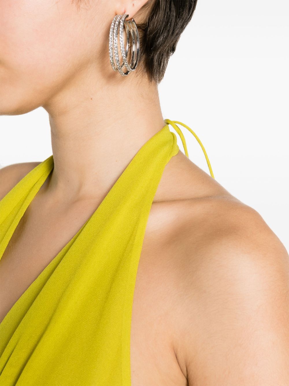 o1mle1224 Limeade Silk Spring Halter Dress in Lime Green