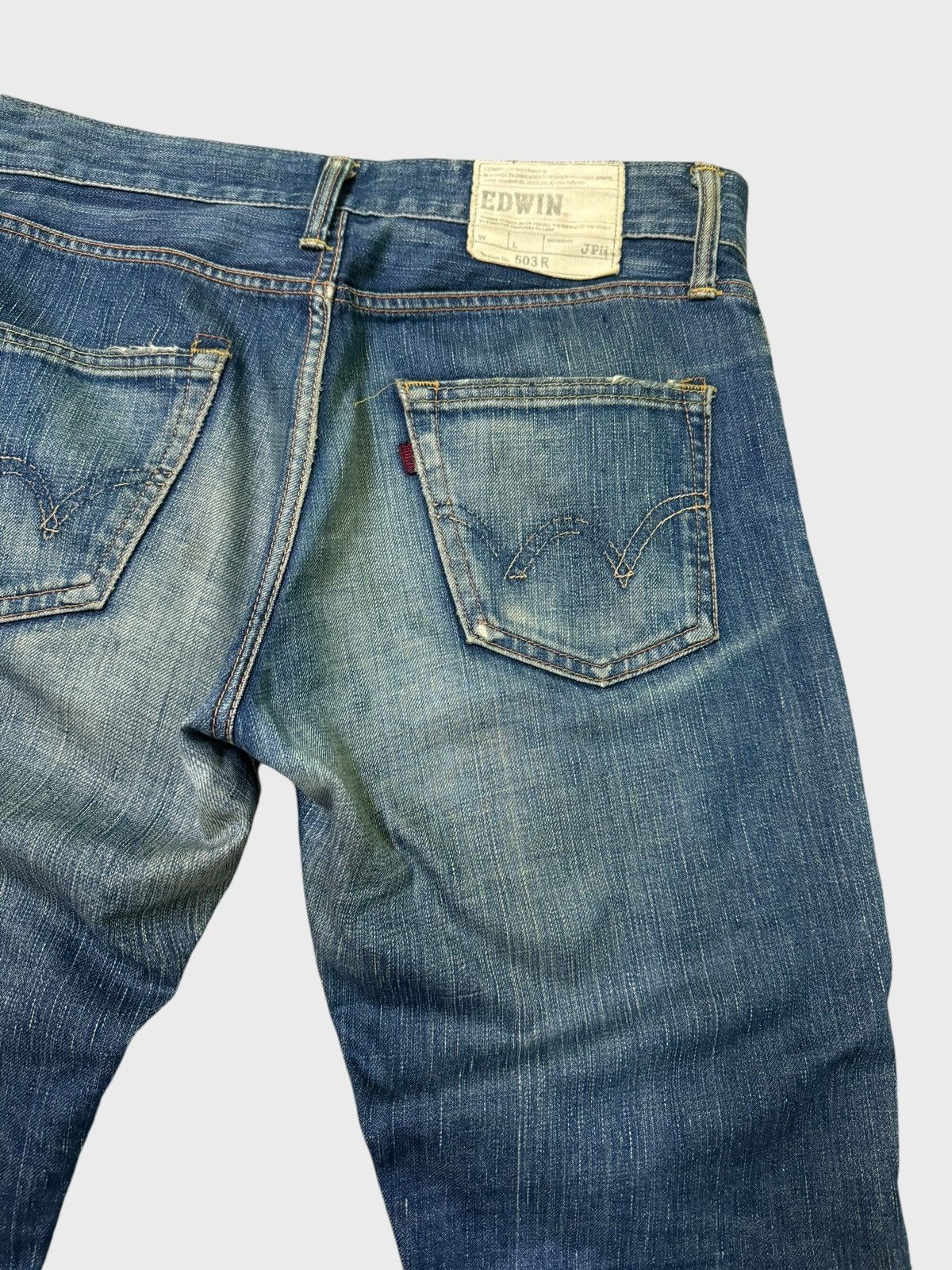 Edwin Vintage Distressed Edwin Muddy Dirty Blue Wash Jeans Size US 31 - 12 Thumbnail