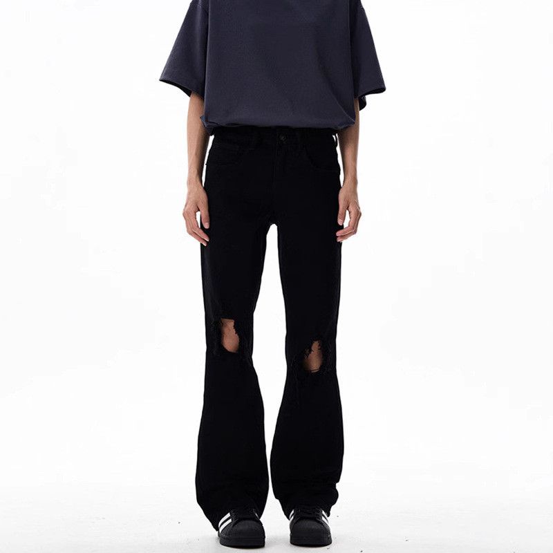 Jean American high street style black flared ripped jeans Size US 32 / EU 48 - 1 Thumbnail