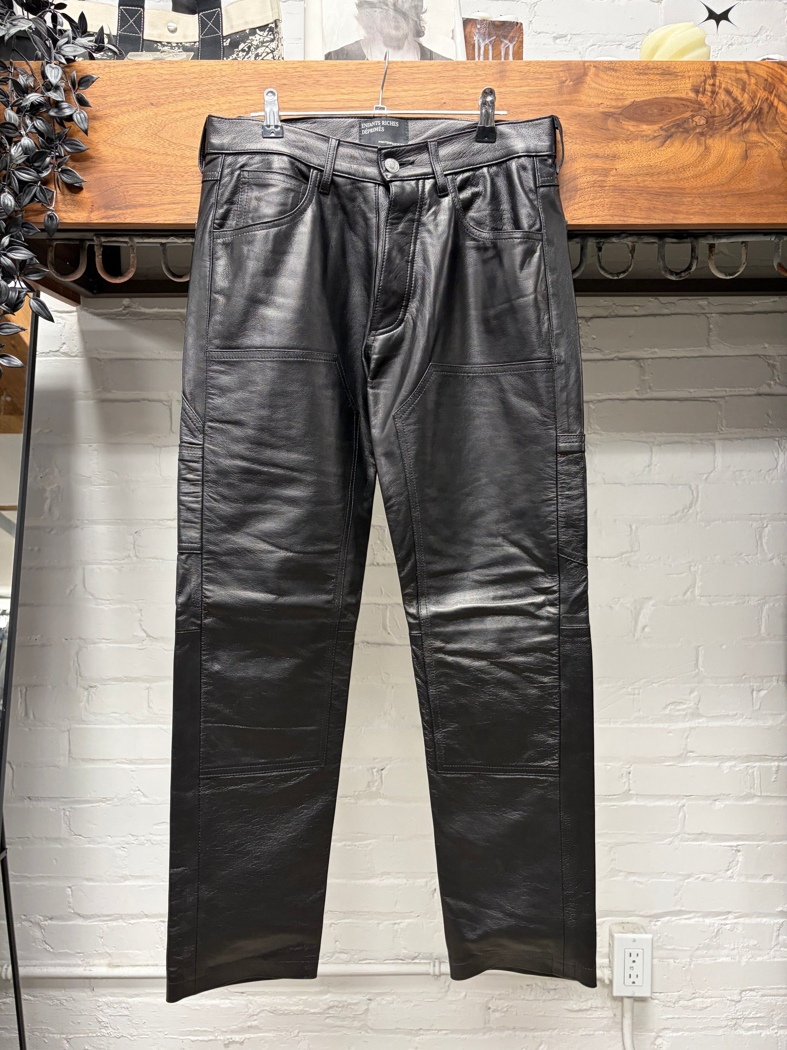 Enfants Riches Deprimes SS2022 Enfants Riches Deprimes Black Lambskin Leather Carpenter Pants Size US 30 / EU 46 - 1 Thumbnail