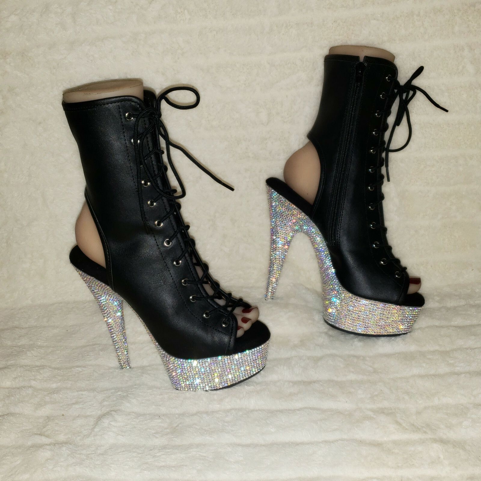 Other Bejeweled 1016 Sparkling Rhinestone Platform Open Toe Ankle Size US 12 / IT 42 - 2 Thumbnail