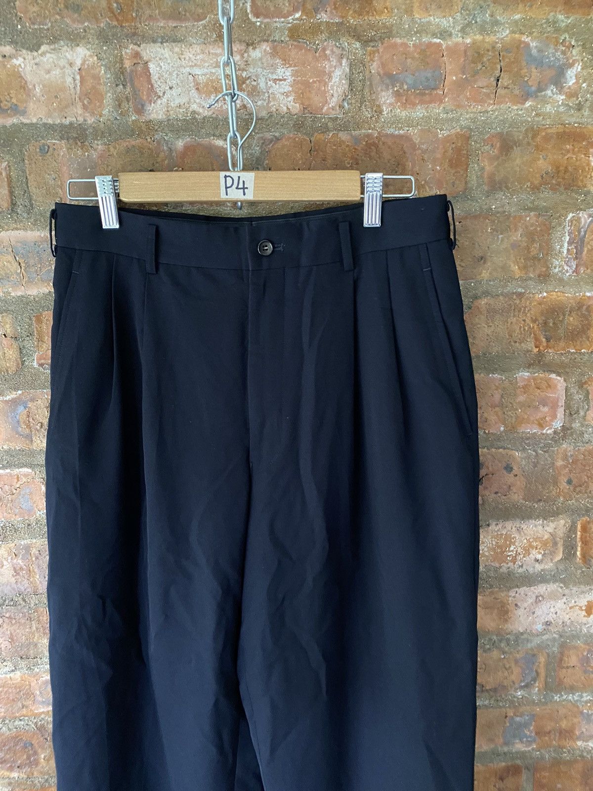 Comme des Garcons Homme Plus 1998 CDG Homme black wide baggy casual pants wool Size US 30 / EU 46 - 5 Thumbnail