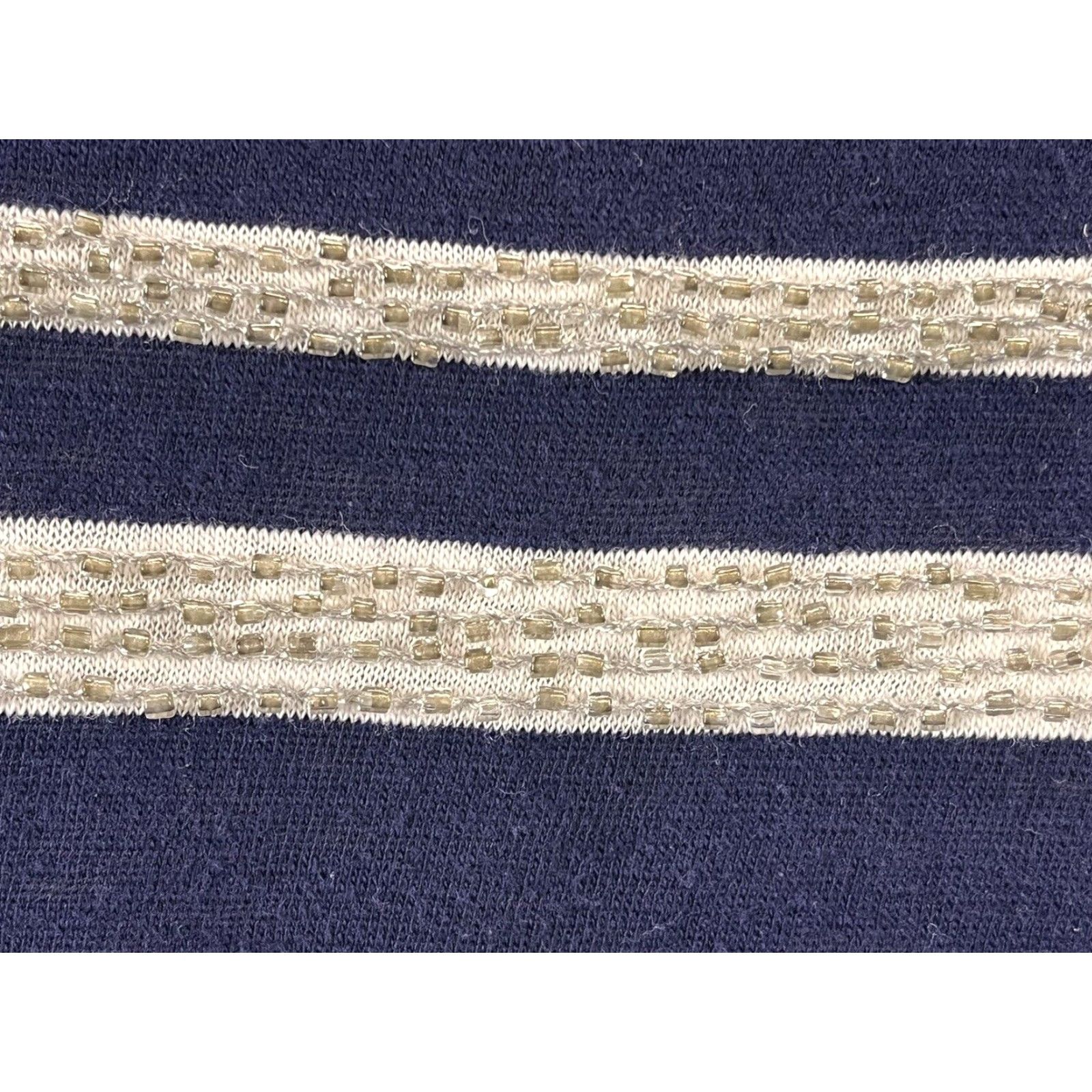 J.Crew J.CREW Striped Sailor Long Sleeve T-Shirt Small Womens Navy Beaded Nautical Size S / US 4 / IT 40 - 6 Thumbnail