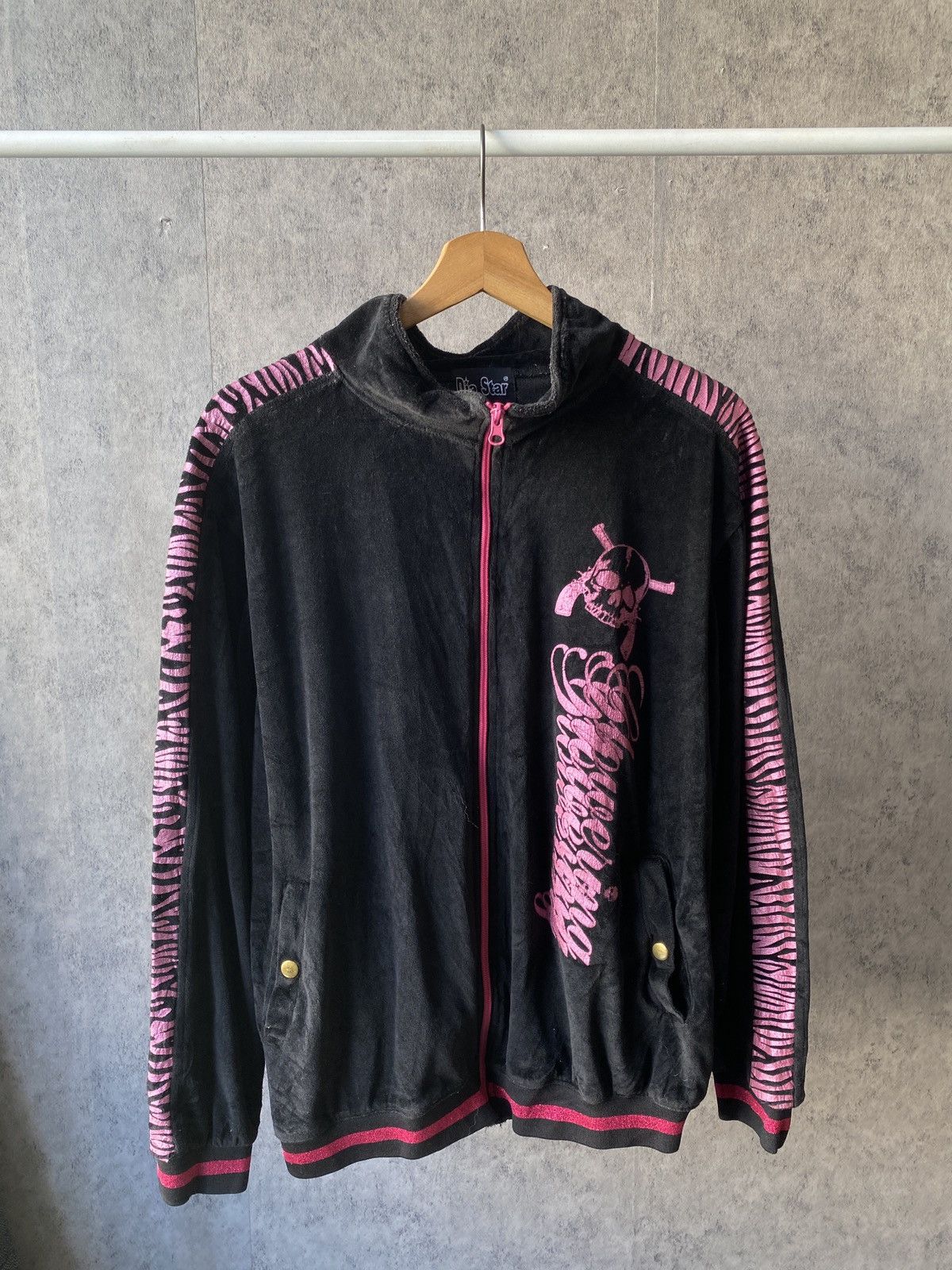 Japanese Brand Dia Star Y2K Design Skull Velvet Zipper Jacket Size US L / EU 52-54 / 3 - 3 Thumbnail