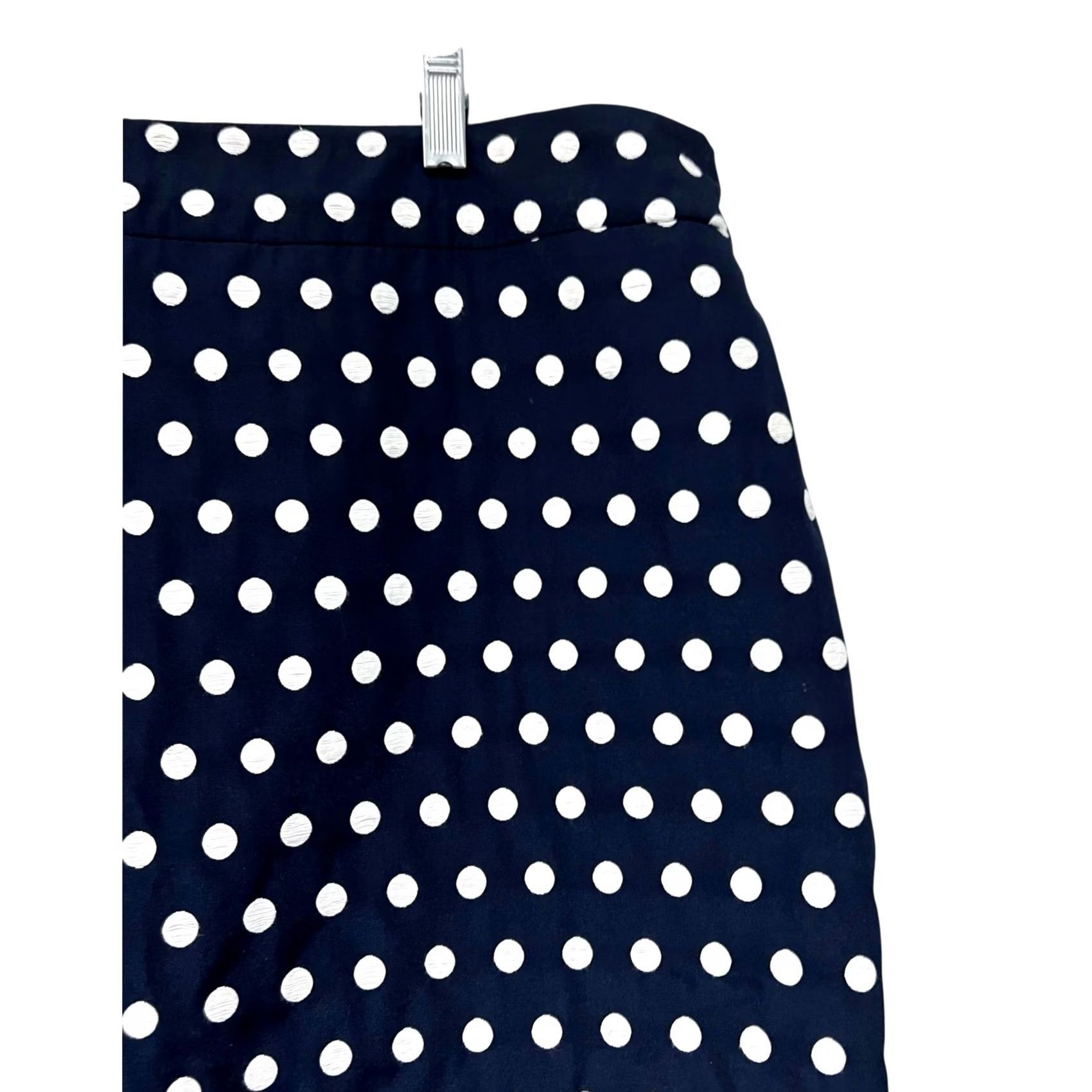 Ann Taylor Ann Taylor Pencil Skirt NWT Size 18 Polka Dot Navy Blue White Lined Cotton Blend Skirt Women Size 40" / US 18 - 2 Thumbnail