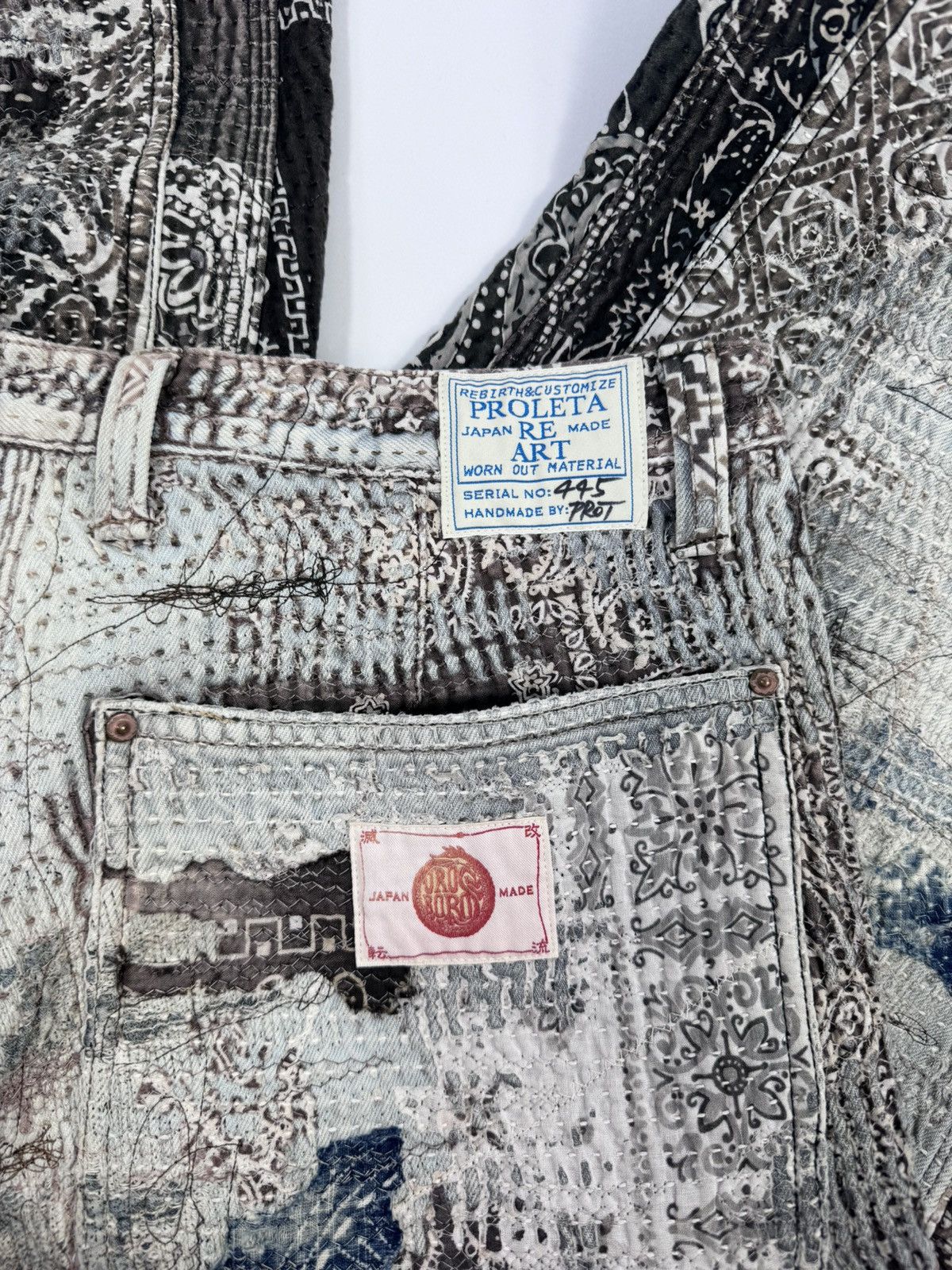 Proleta Re Art 1/1 HAND MADE SNOW LEOPARD CARPENTER PANTS Size US 34 / EU 50 - 3 Thumbnail