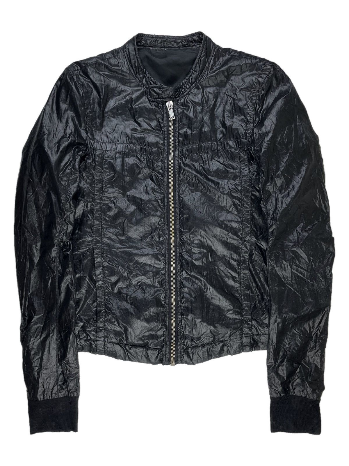 image of Ss10 Rick Owens Release Nylon Intarsia Zip Bomber Jacket in Black, Men's (Size Small)