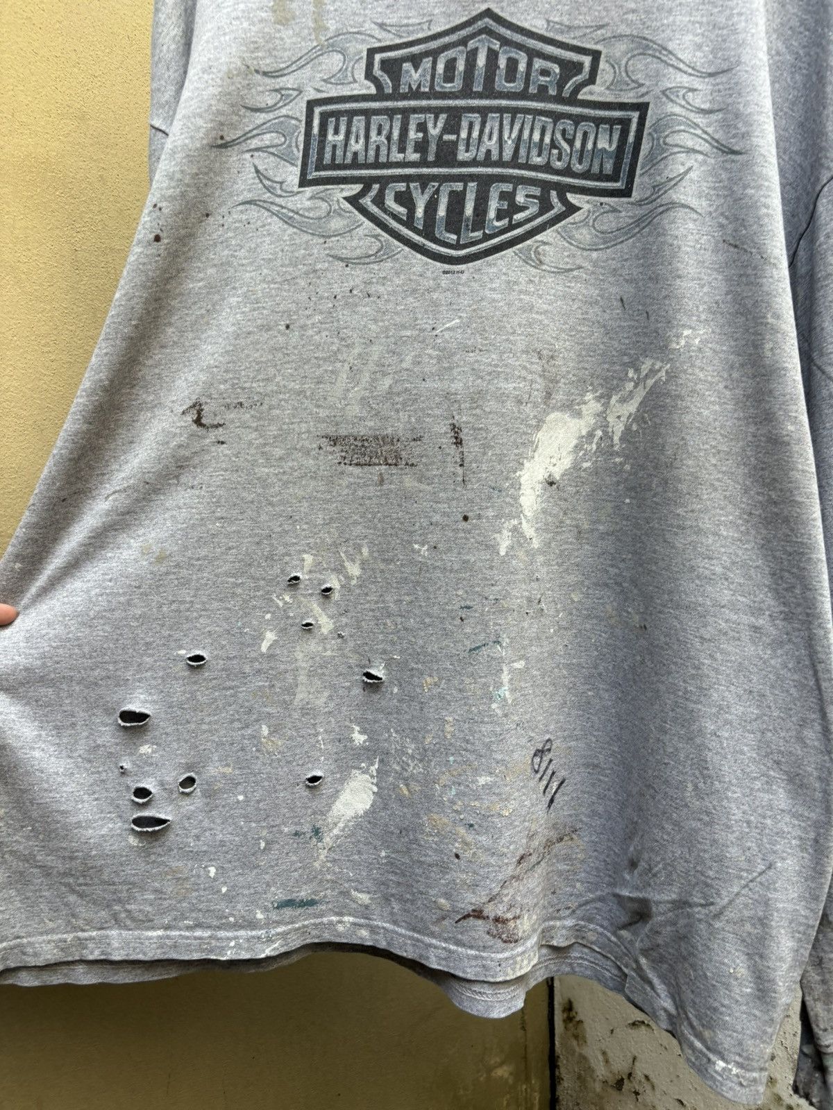 Harley Davidson Thrashed Distressed Harley Davidson Long Sleeve Size US XXL / EU 58 / 5 - 3 Thumbnail