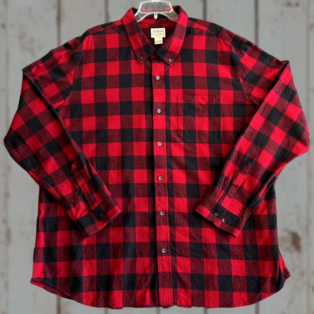 Vintage VINTAGE L.L. Bean Slim Fit Flannel Shirt Button Down 4XL Red Buffalo Plaid Checker Shirt Mens Slim Plaid Button-Up Size US XXL / EU 58 / 5 - 1 Thumbnail