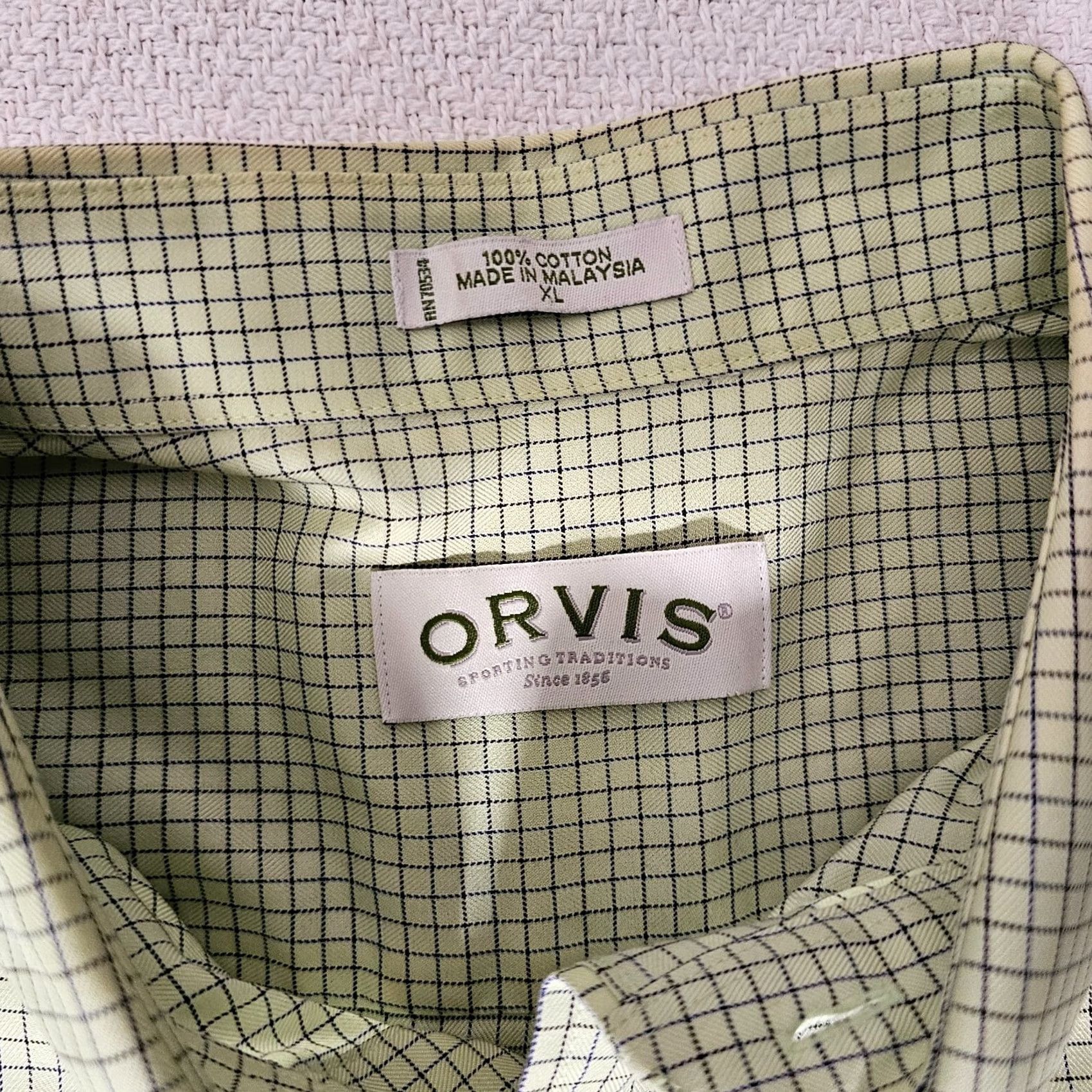 Orvis Orvis Shirt Button-Down Long Sleeve 100% Cotton Green XL Mens Casual Size US XL / EU 56 / 4 - 2 Thumbnail