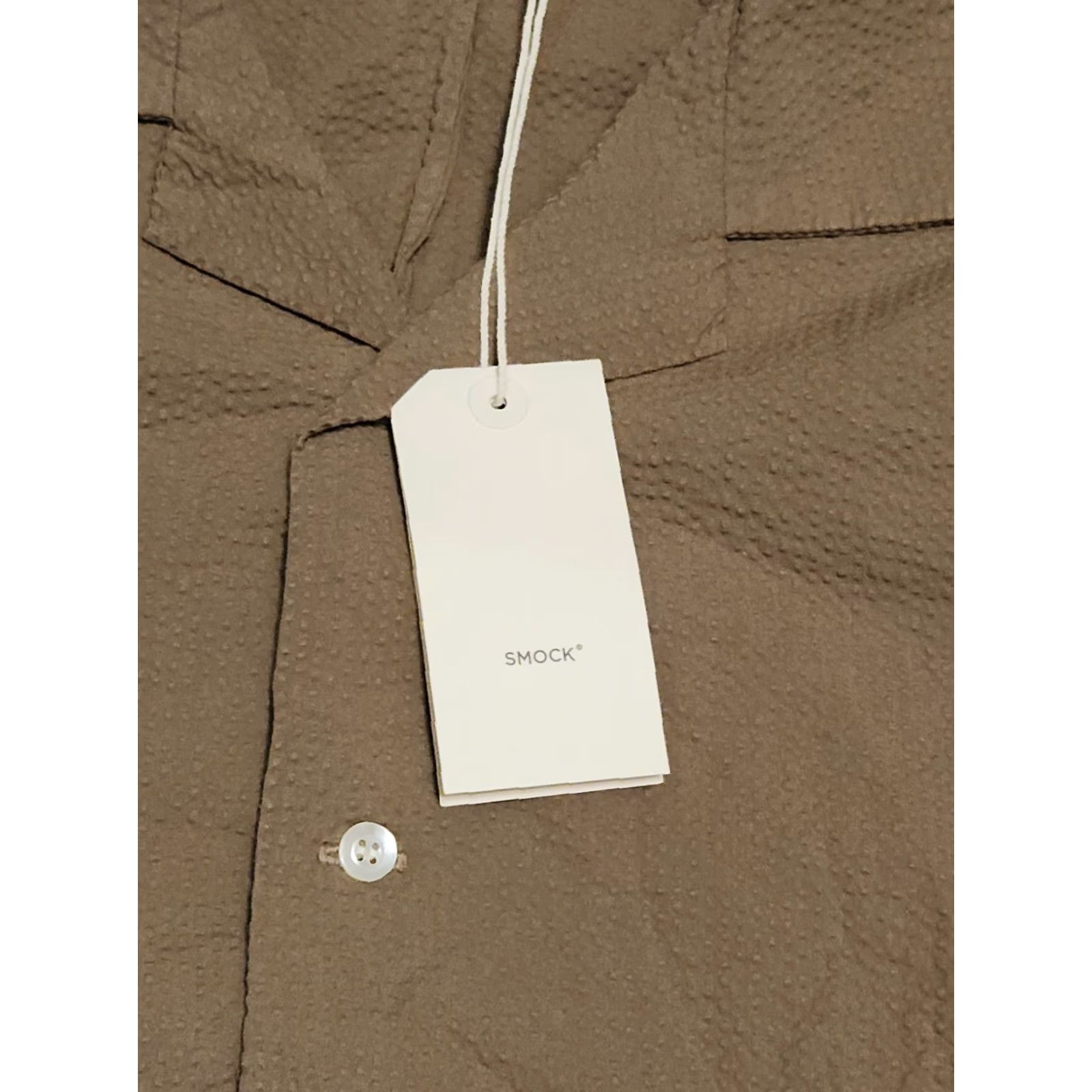 J Brand Smock Shirt - Seersucker Stone Brown XL Button-Up Short Sleeve Cotton Men Regular Button-Down Collar Outdoor Japan Theme Shirt Size US XL / EU 56 / 4 - 2 Thumbnail