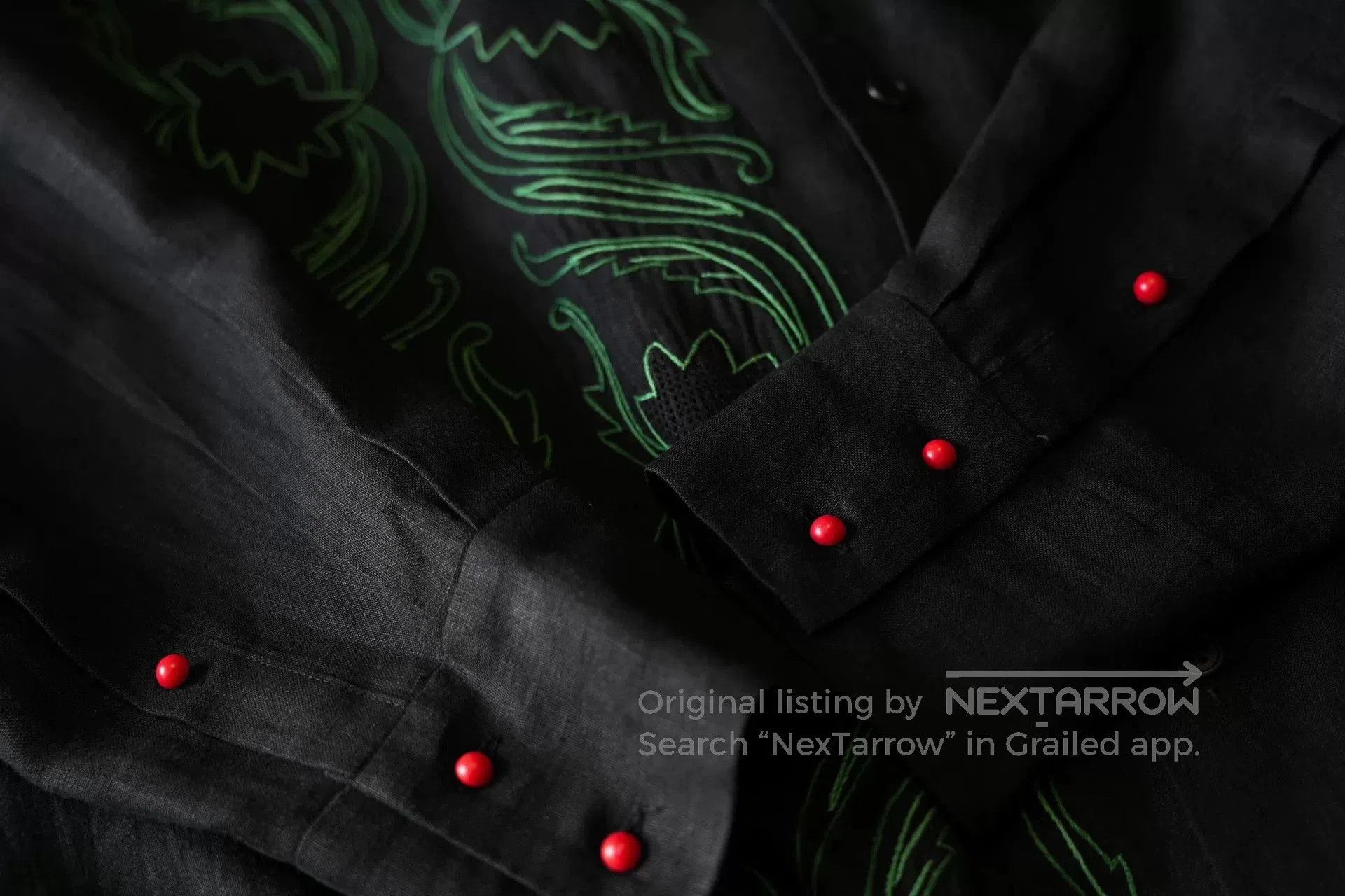 Yohji Yamamoto embroidered black long sleeve shirt. Size US M / EU 48-50 / 2 - 5 Thumbnail