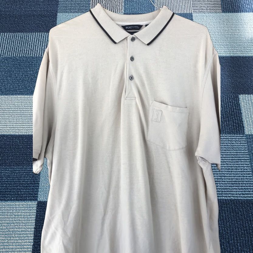 PGA Tour PGA Tour Mens Polo Shirt XL Beige Short Sleeve Collared Knit Cotton Blend Logo Embroidered Golf Size US XL / EU 56 / 4 - 1 Thumbnail