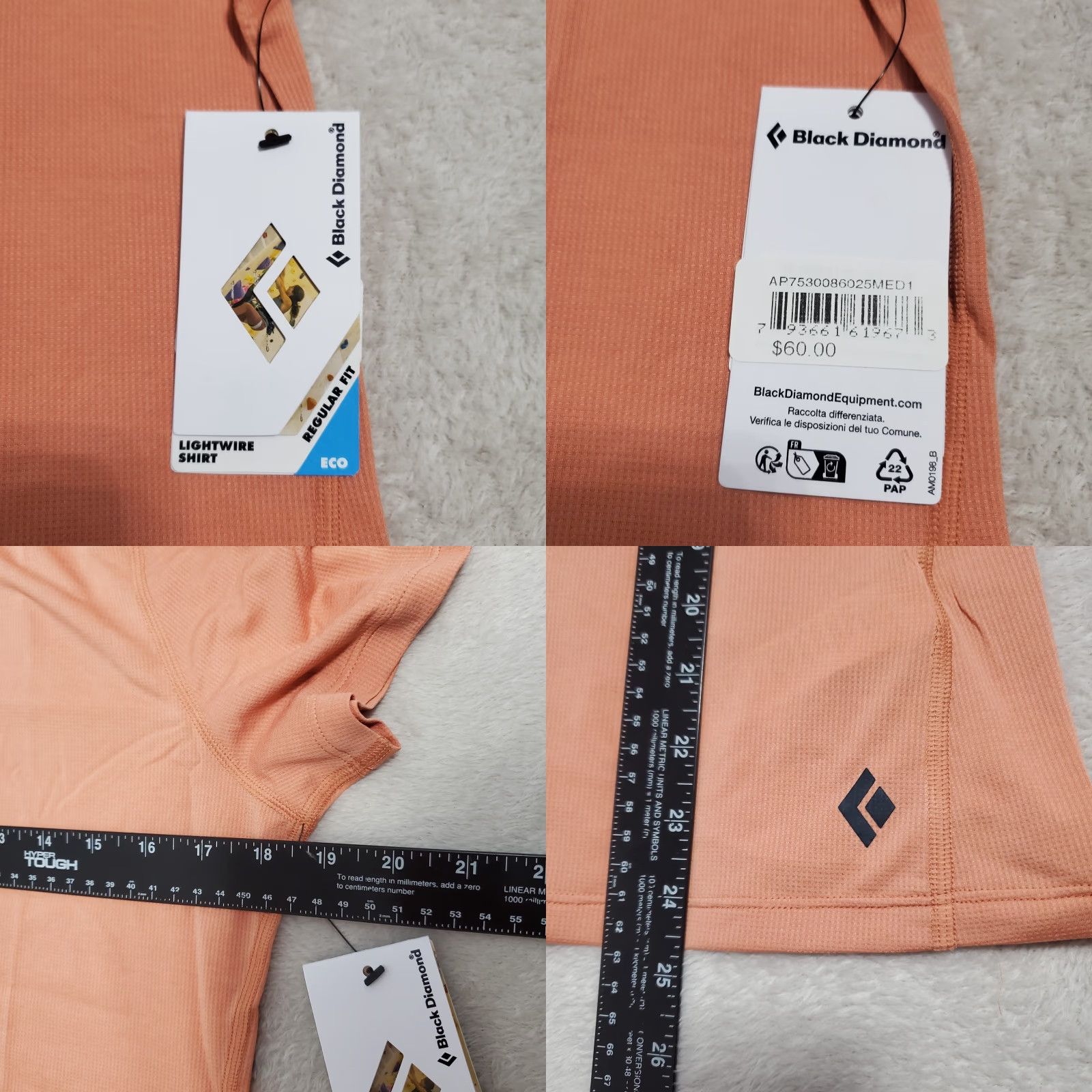 Black Diamond Black Diamond Lightwire Shirt Women M Peach Short Sleeve Hiking Climbing Outdoor Size M / US 6-8 / IT 42-44 - 8 Thumbnail