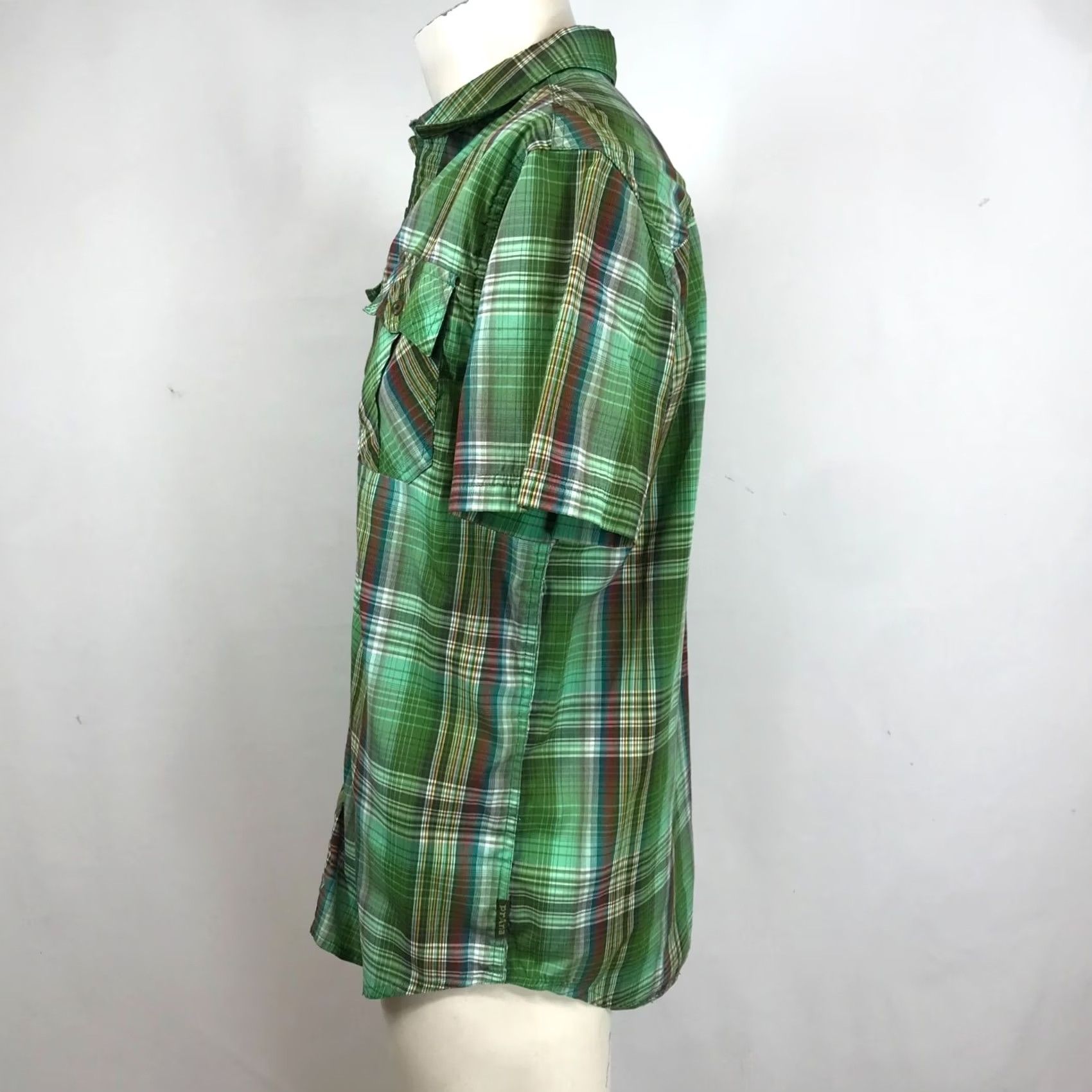 Prana prAna MEN'S M GREEN PLAID SHORT SLEEVE COLLARED BUTTON ORGANIC COTTON Shirt Size US 31 - 7 Thumbnail