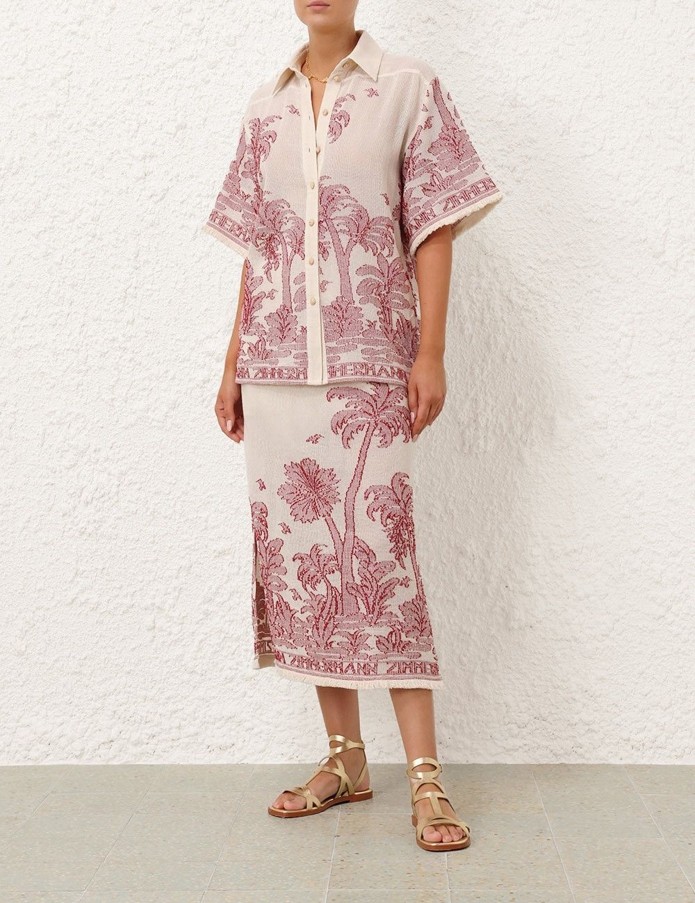 Zimmermann oc11z0525 Ottie Palm Cotton Midi Skirt in Multicolor Size 26" / US 2 / IT 38 - 3 Thumbnail