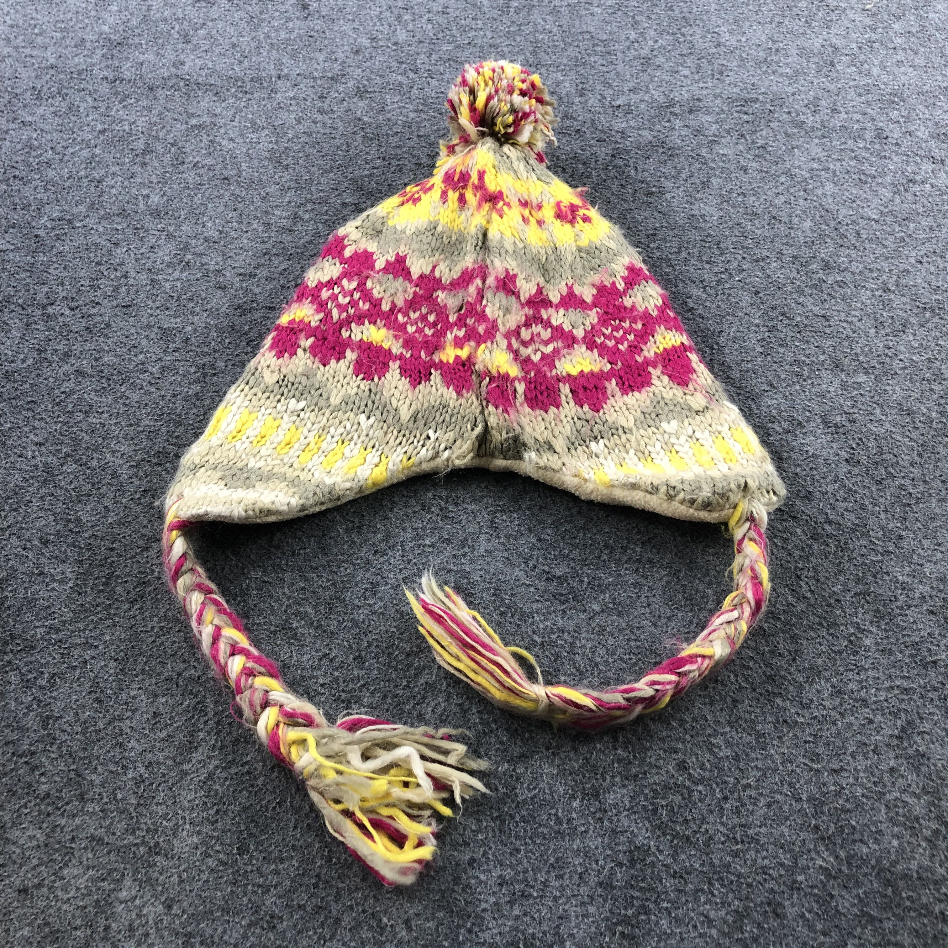 Japanese Brand Unknown Earflap Knitted Bobble Beanie Snowcap Snow Hat B33 Size ONE SIZE - 3 Thumbnail