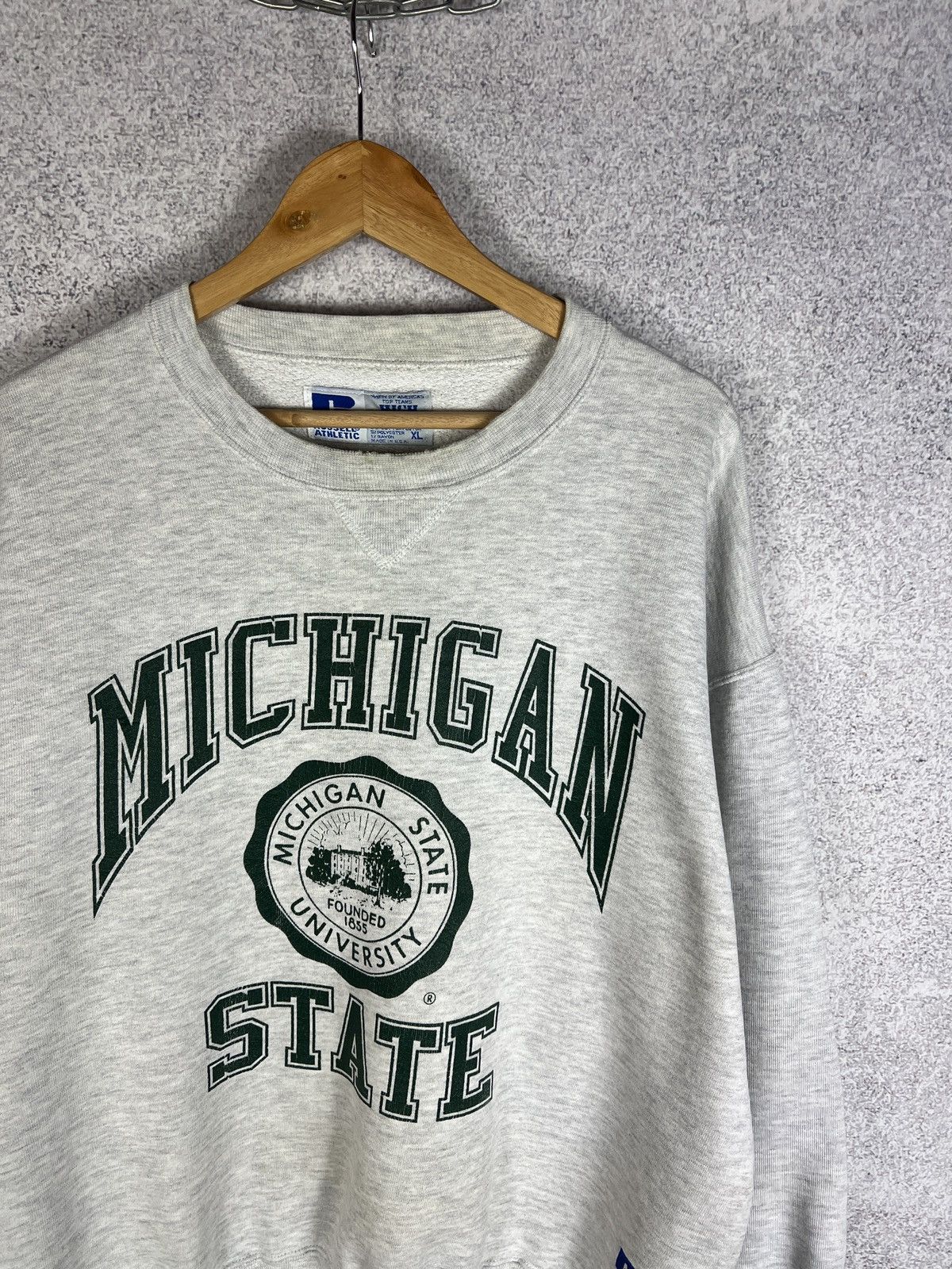 Russell Athletic Vintage 80s Russel Atlantic Michigan State University Hoodie Size US XL / EU 56 / 4 - 2 Thumbnail