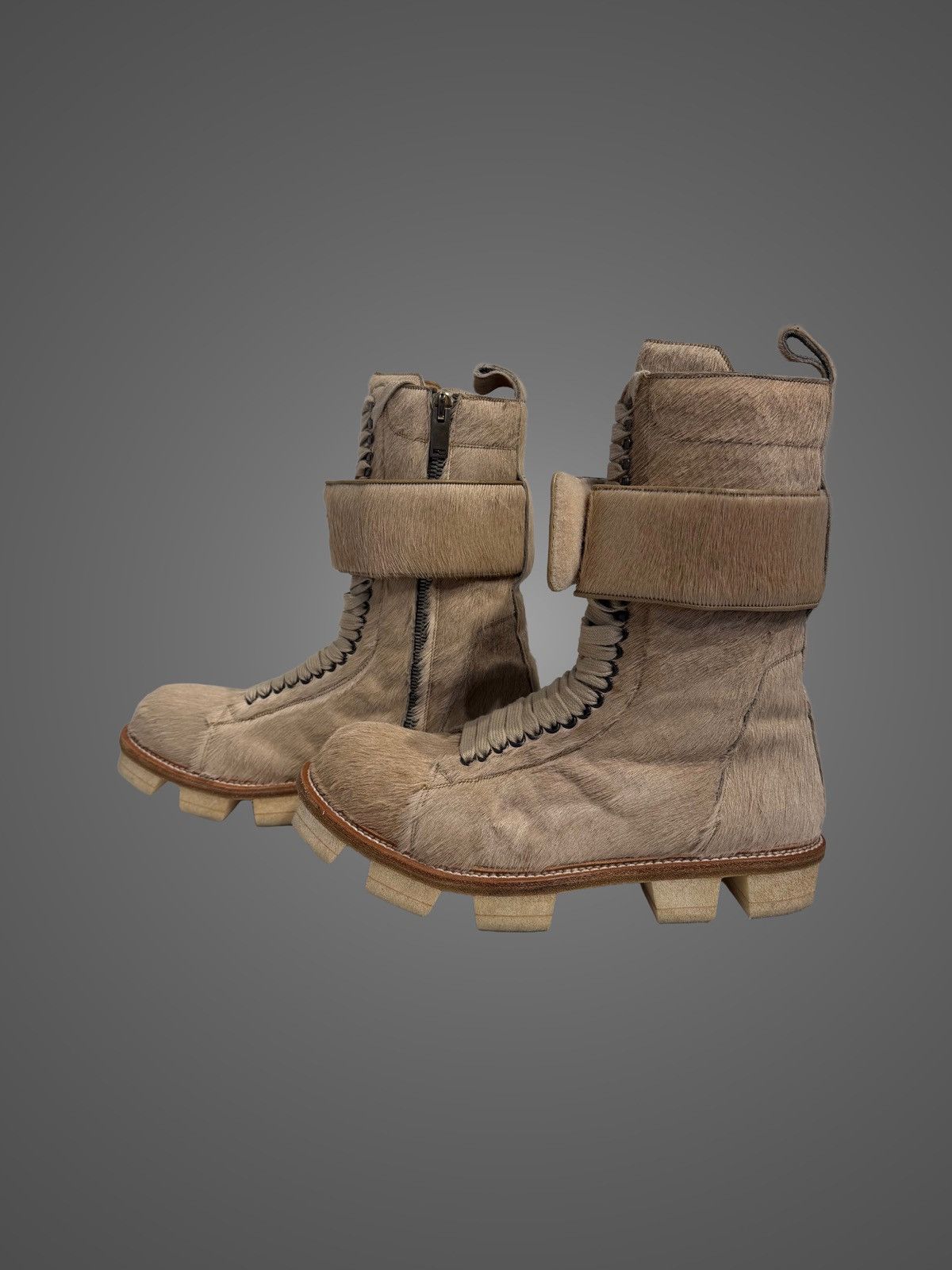 Rick Owens Rick Owens Ponyhair Megatooth Runway Hi-Top Boots from AW13 Size US 13 / EU 46 - 3 Thumbnail
