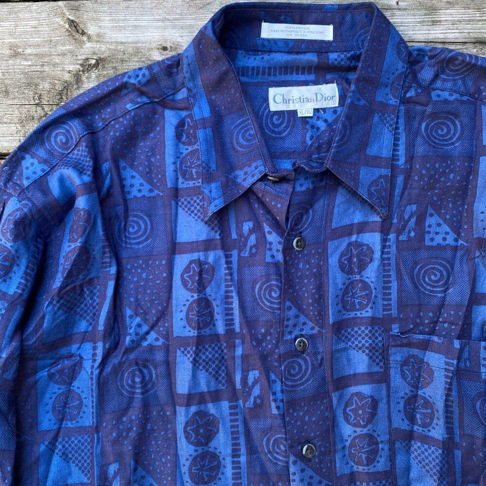 Dior Vintage 1997 Christian Dior Circle Pattern Button Up Dress Size US XL / EU 56 / 4 - 7 Thumbnail