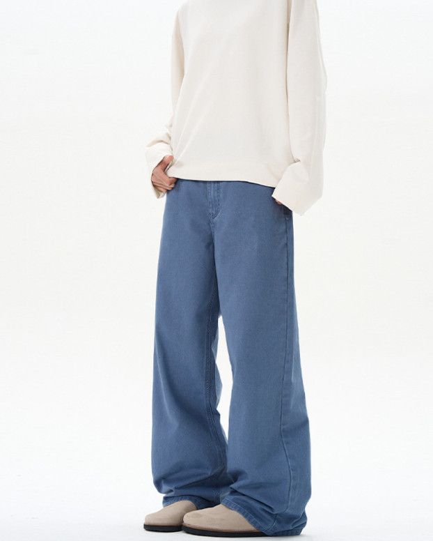 Japanese Brand Retro versatile men's loose straight leg jeans Size US 32 / EU 48 - 2 Thumbnail