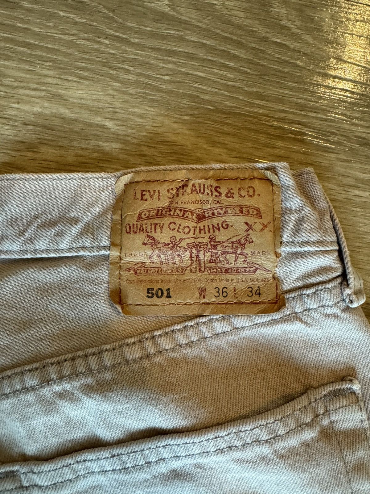 Levi's × Vintage Vintage Levis 501 Taupe Size US 34 / EU 50 - 3 Thumbnail
