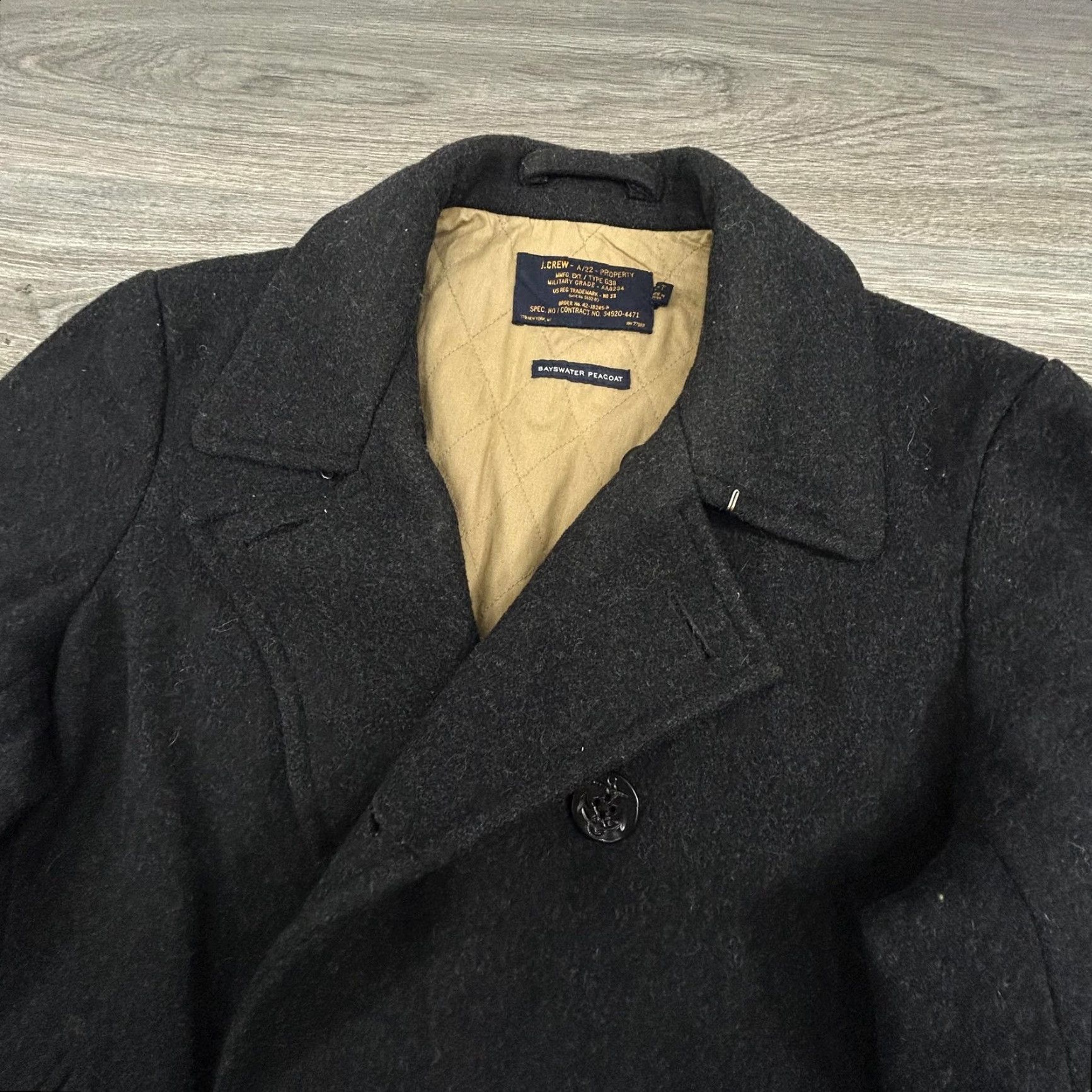 J.Crew VINTAGE J.CREW Bayswater Peacoat Coat Mens LT Black Wool Double Breasted Button Pockets Insulated Lined Navy Nautical 90s Size US L / EU 52-54 / 3 - 4 Thumbnail
