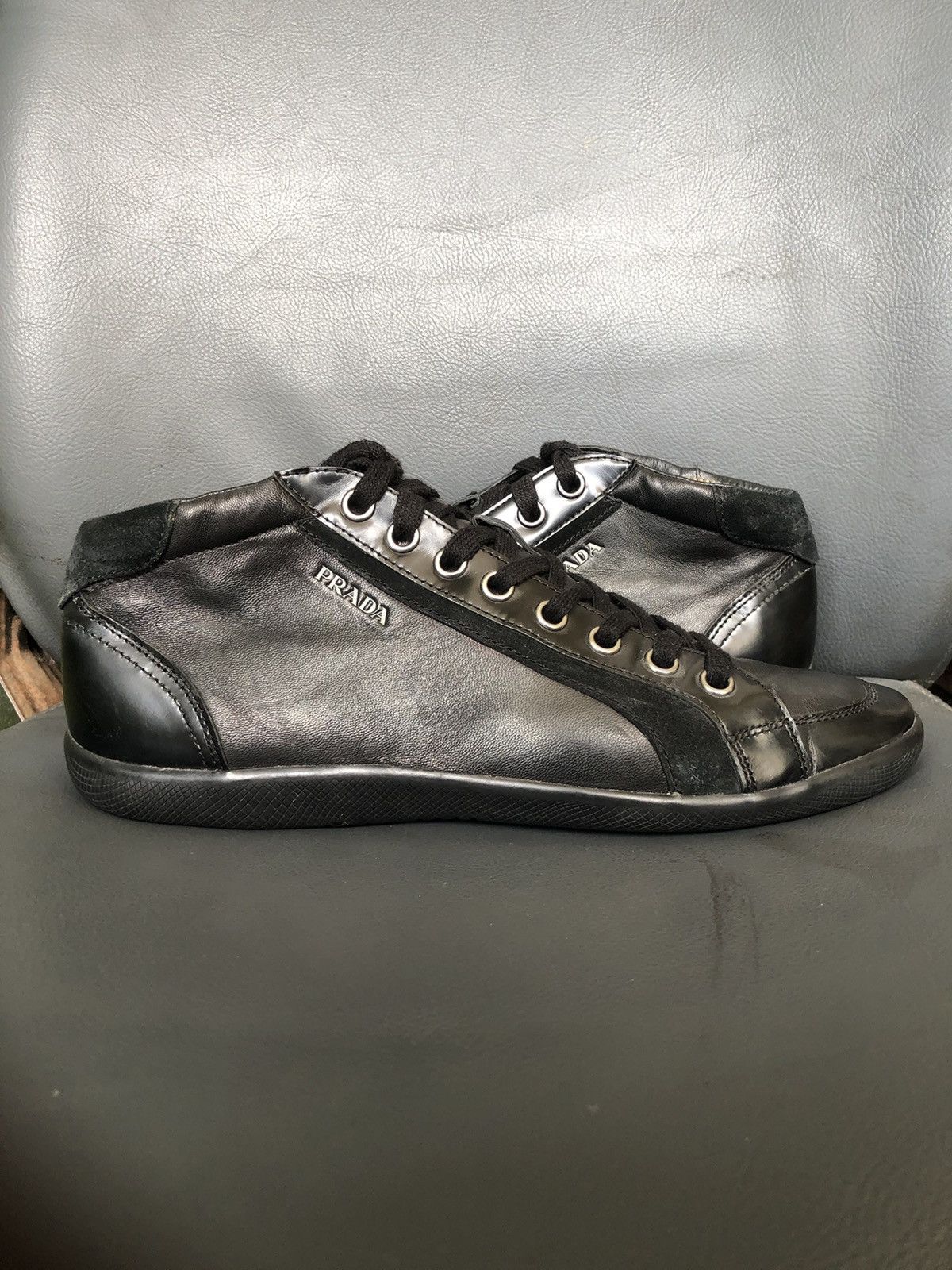 Prada Prada Blavk Calfskin Leather Men’s Sneakers Size 8.5 Size US 8.5 / EU 41-42 - 2 Thumbnail