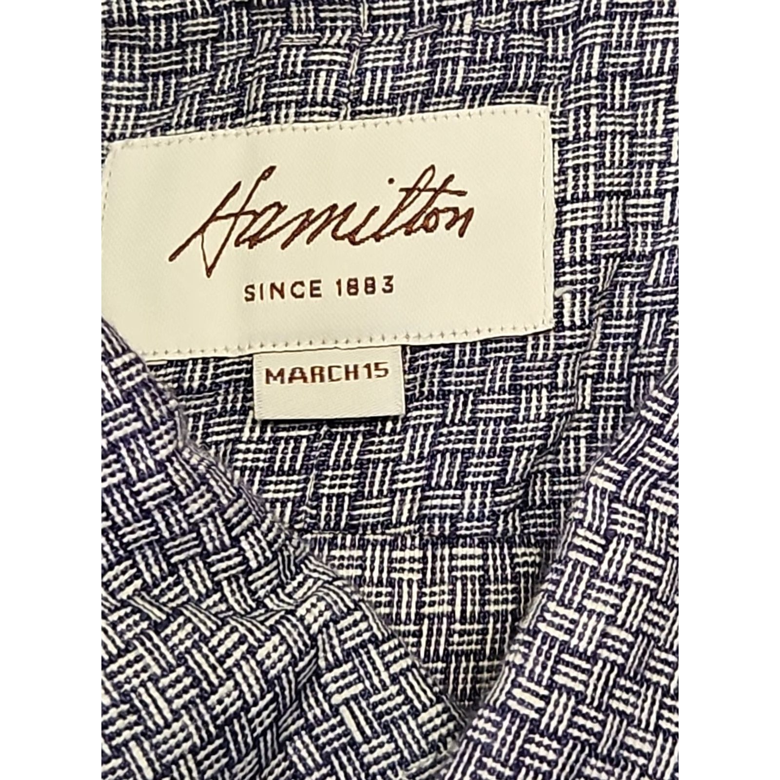 Hamilton Hamilton Since 1883 Men’s Blue Geometric Dress Shirt Long Sleeve L Size 42R - 5 Thumbnail