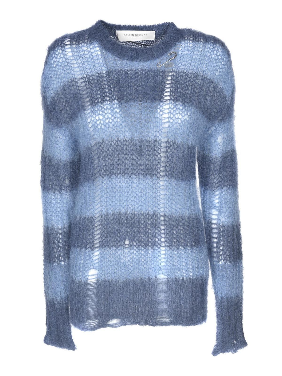 Golden Goose o1y0825 Crewneck Sweater in Slate Blue/Black Size S / US 4 / IT 40 - 1 Thumbnail
