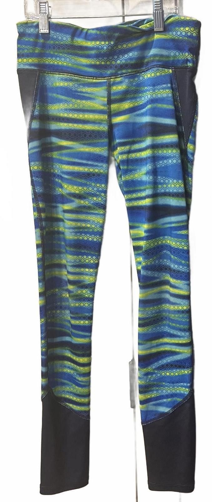 Unknown London Women's Blue and Green Patterned Leggings with Black Accents Size 36" / US 14 / IT 50 - 1 Thumbnail