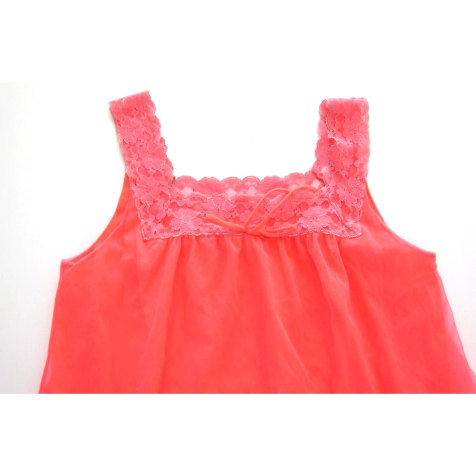 Vintage VINTAGE Aristocraft Neon Pink Lace Nylon Camisole Chemise Slip Nightgown Dress Medium Size M / US 6-8 / IT 42-44 - 3 Thumbnail