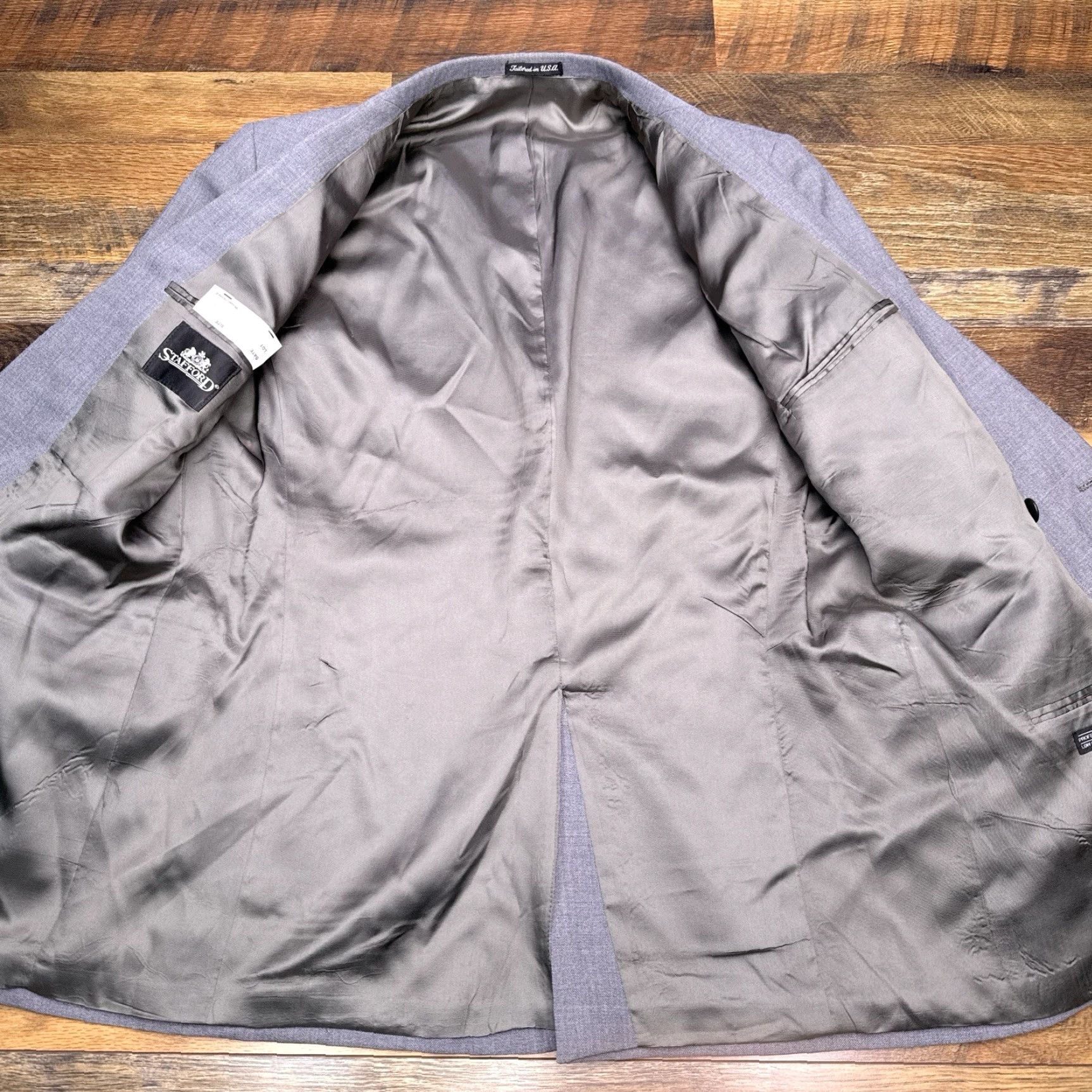 Stafford VINTAGE Stafford Double Breasted Blazer 42 Long Gray Wool Sport Coat Size 42R - 3 Thumbnail