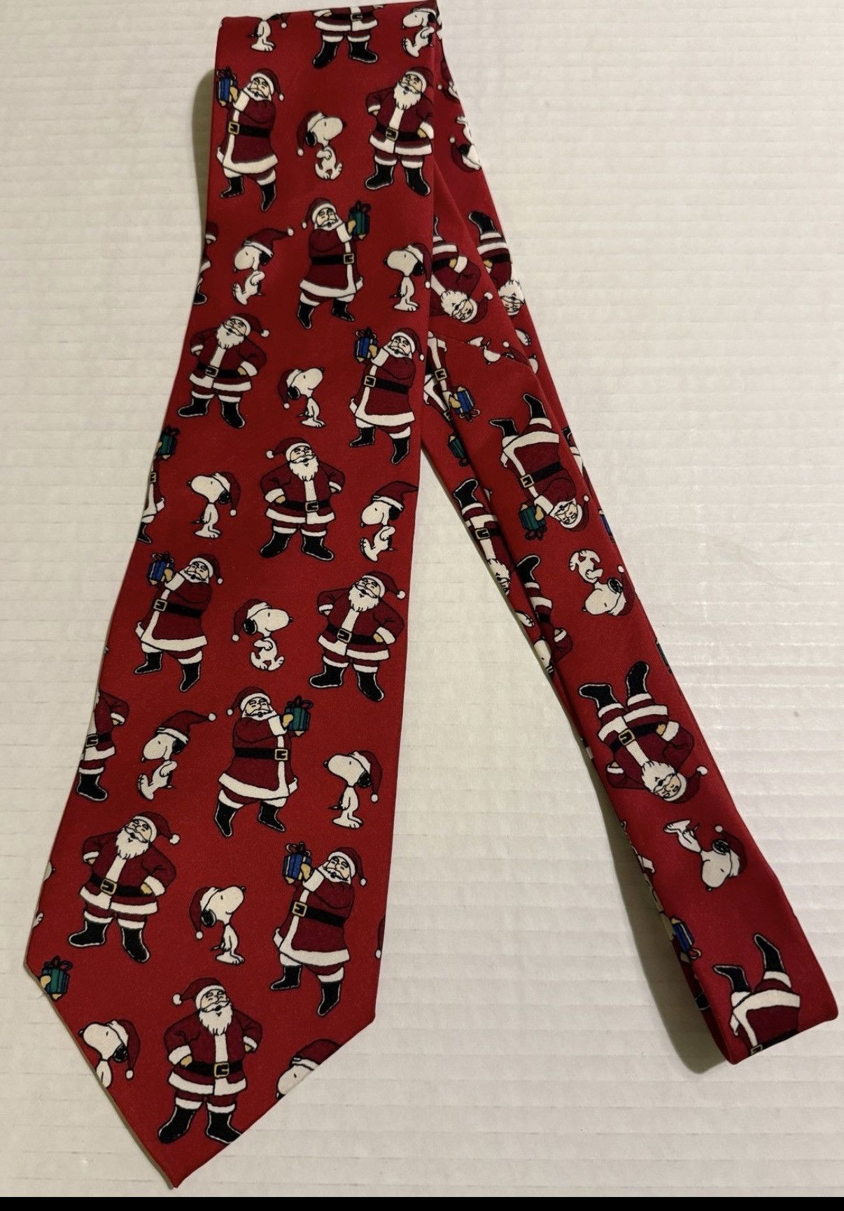 Peanuts Peanuts Snoopy & Santa Red Silk “Hang’n with Santa” Necktie Size ONE SIZE - 1 Thumbnail