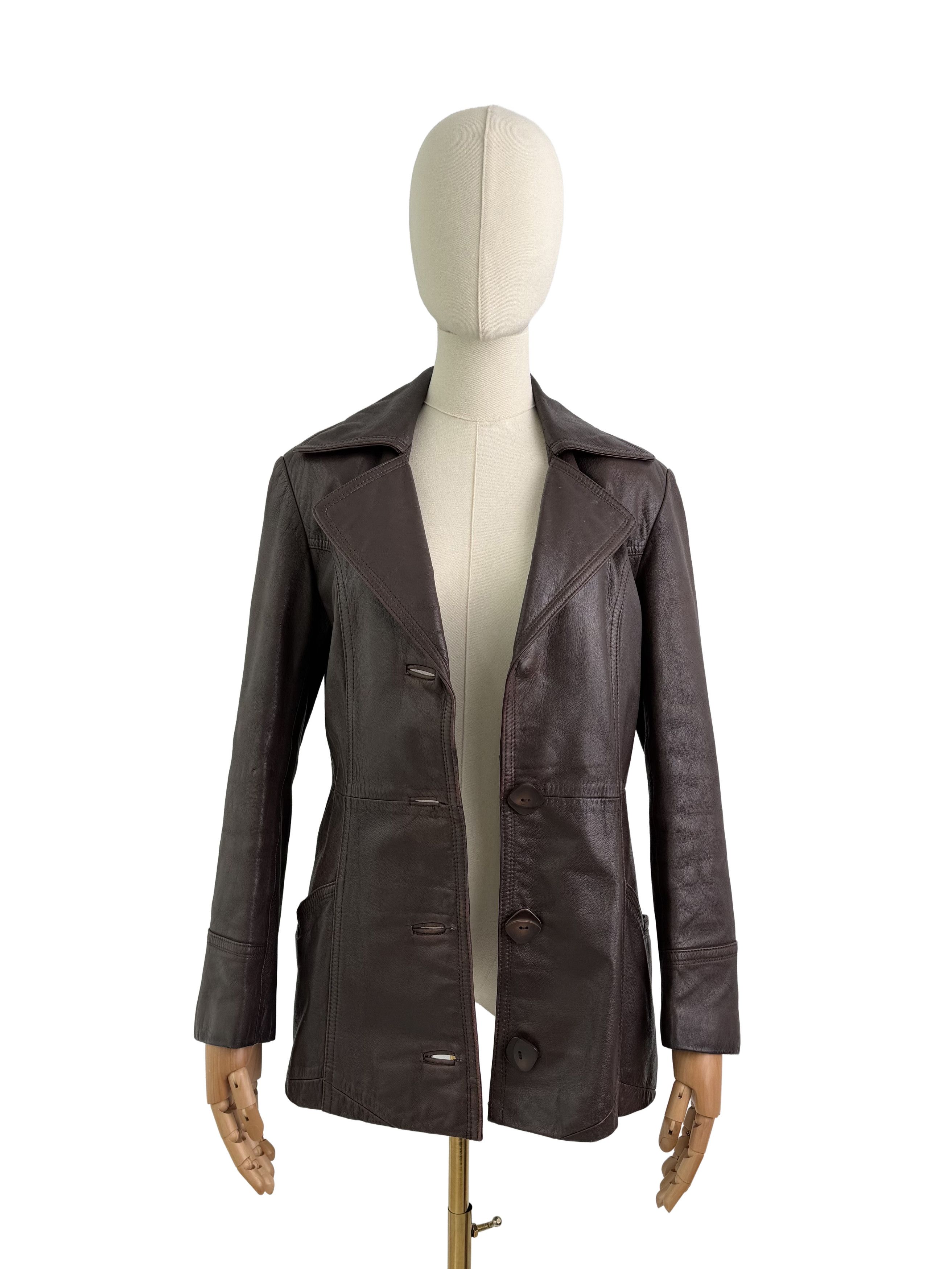 Vintage Vintage Genuine Leather Jacket Button Front Tailored Classic Size L / US 10 / IT 46 - 3 Thumbnail