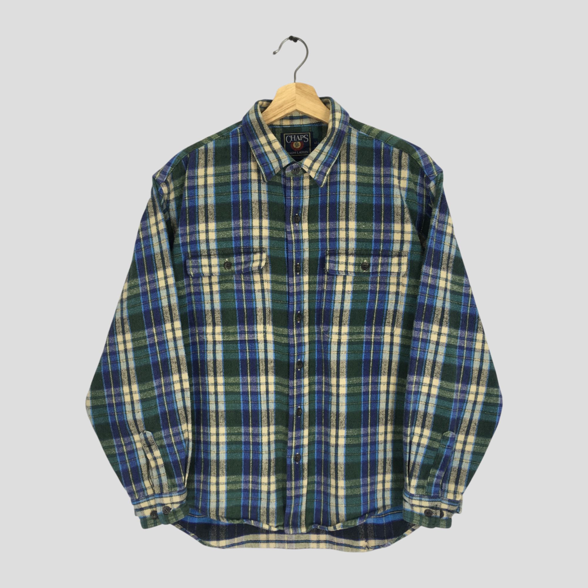 Vintage 90's Chaps Ralph Lauren Multicolor Checkered Shirt in Blue, Men's