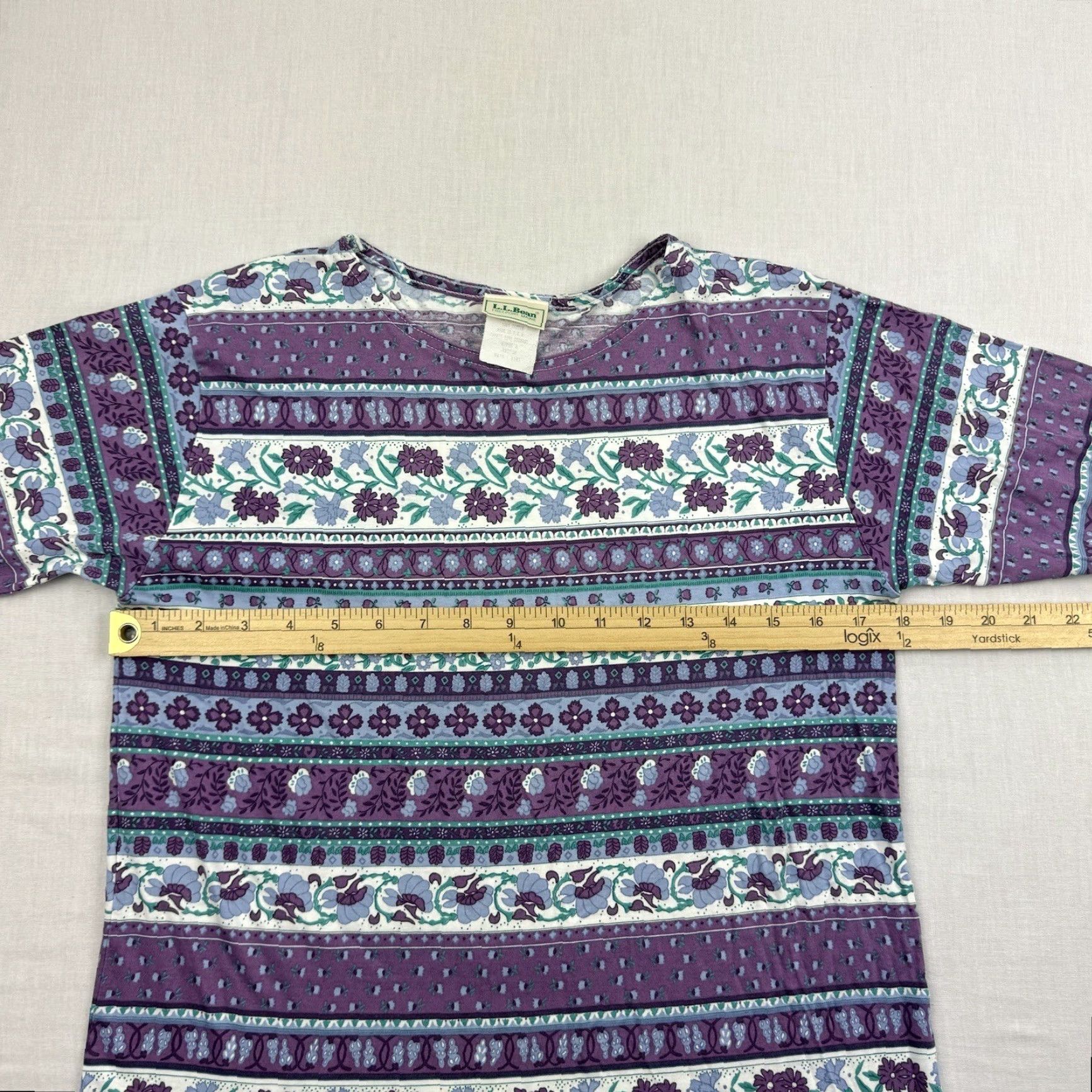 Vintage VINTAGE L.L.Bean Shirt Womens M Purple Floral Striped 90s USA Long Sleeve Top Adult Female Size M / US 6-8 / IT 42-44 - 7 Thumbnail