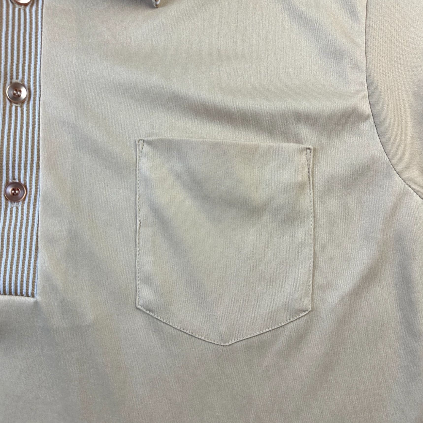 Haband VINTAGE Haband Polo Shirt Mens Medium Beige Tan 70s Retro Bowling Disco Collar Mens Size US M / EU 48-50 / 2 - 6 Thumbnail