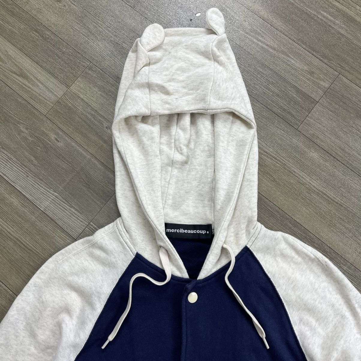 Issey Miyake Vintage Mercibeaucoup Issey Miyake Panda Ear Varsity Hooded Size US L / EU 52-54 / 3 - 3 Thumbnail