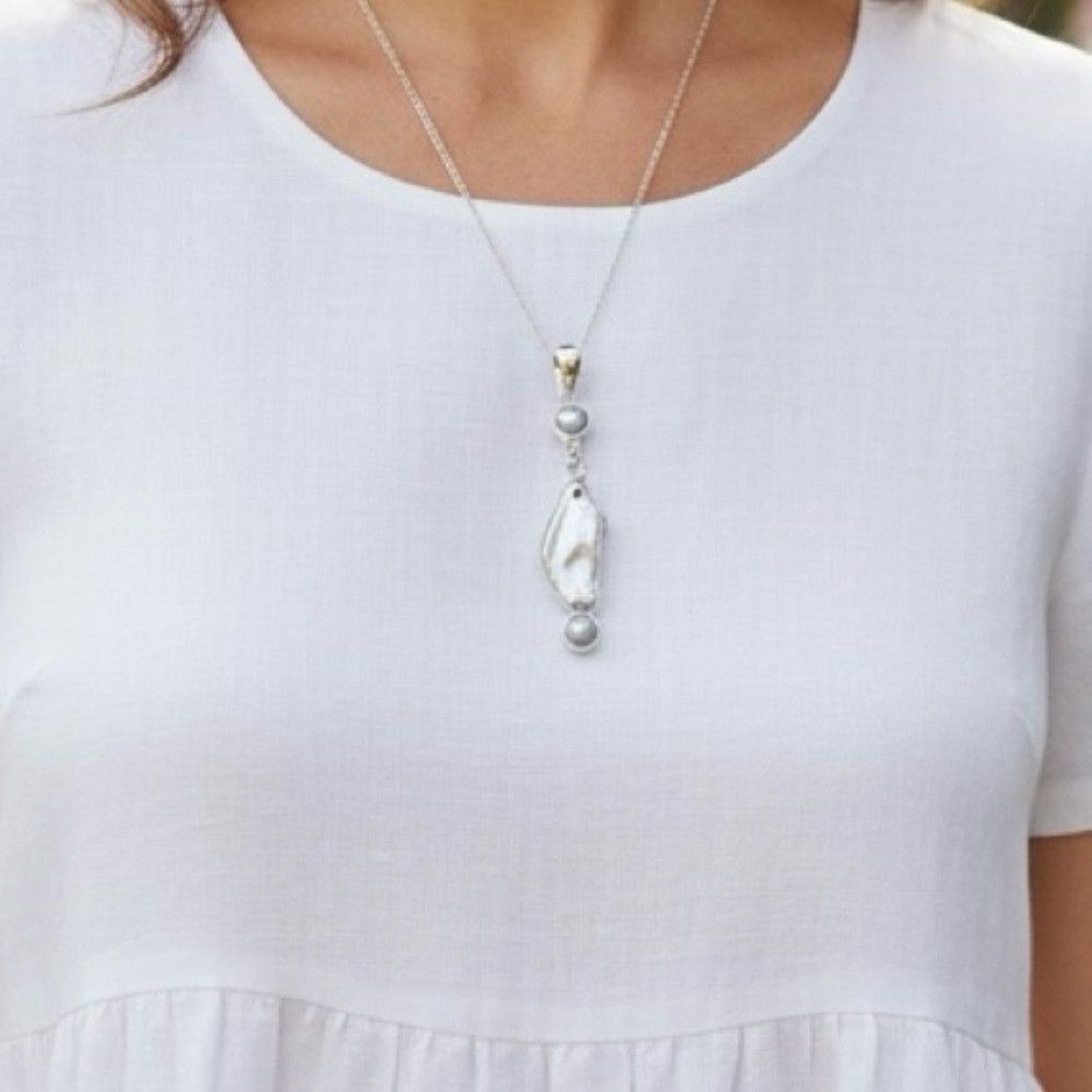 Other Elegant 925 Sterling Silver and Pearl Pendant Size ONE SIZE - 2 Thumbnail