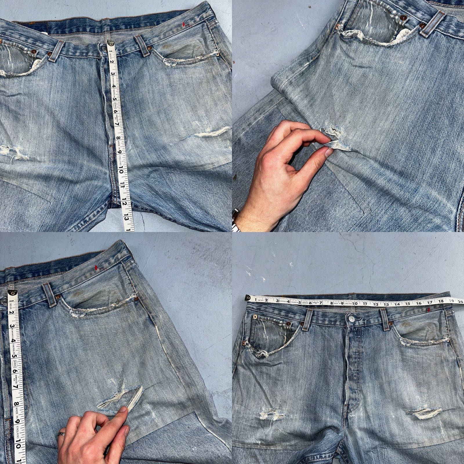 Levi's VINTAGE Levi's 501 Jeans Blue Light Wash 38x34 Straight 90s Mens Denim Cotton Mid Rise 38 Regular Inseam 34 Size US 38 / EU 54 - 8 Thumbnail